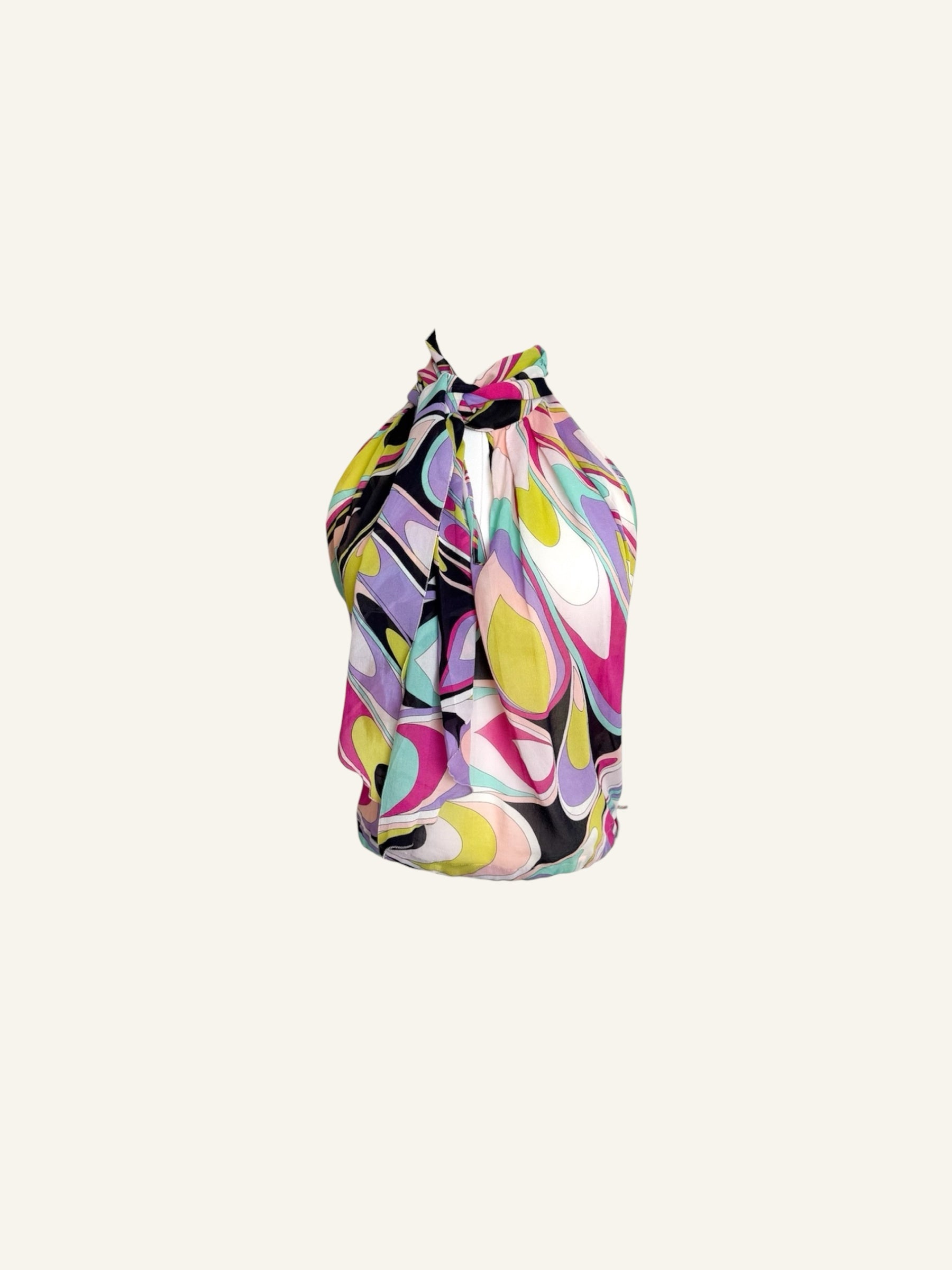 Emilio Pucci Silk Scarf Tie Halter Top
