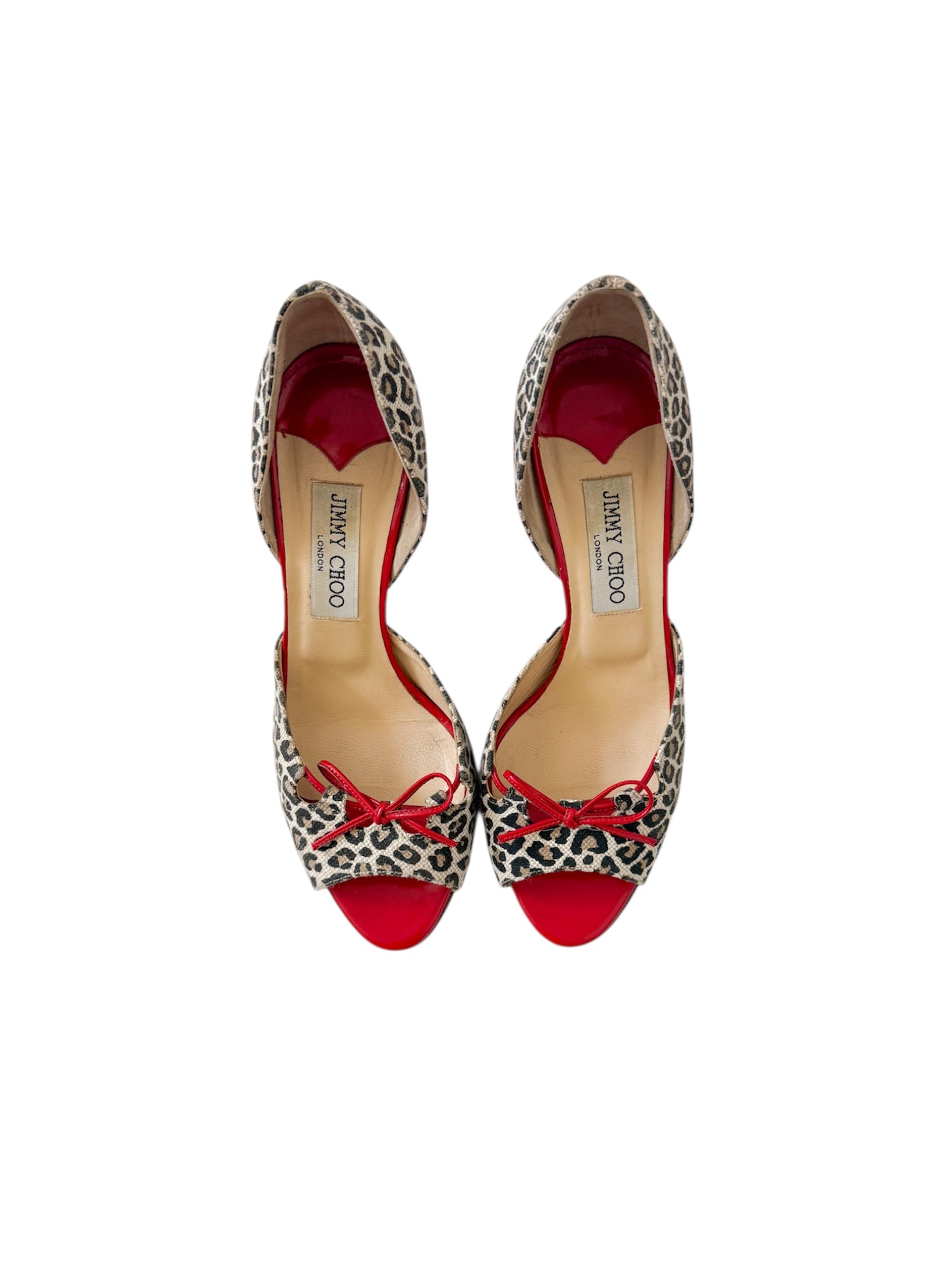 Jimmy Choo Red Bow Leopard D'Orsay Pumps