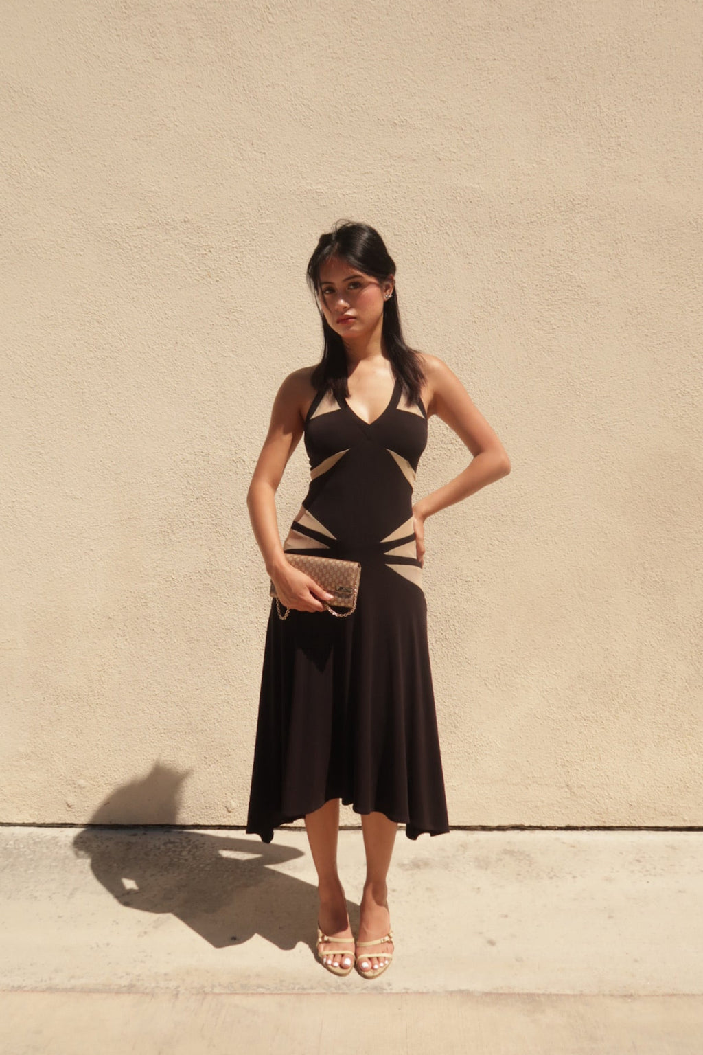 Vintage BCBG Black Cutout Halter Dress