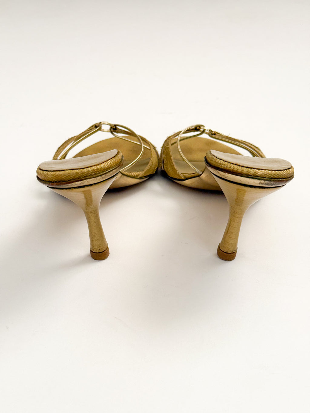 Gucci Gold Strappy Leather Heels