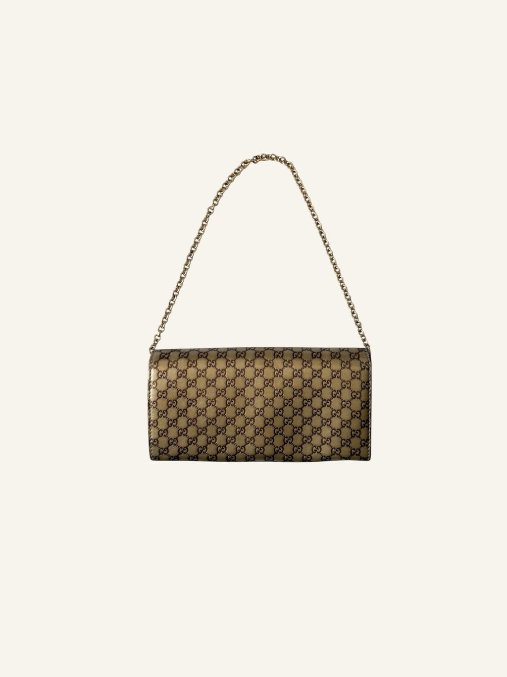 Gucci Gold Monogram Wallet Chain Purse