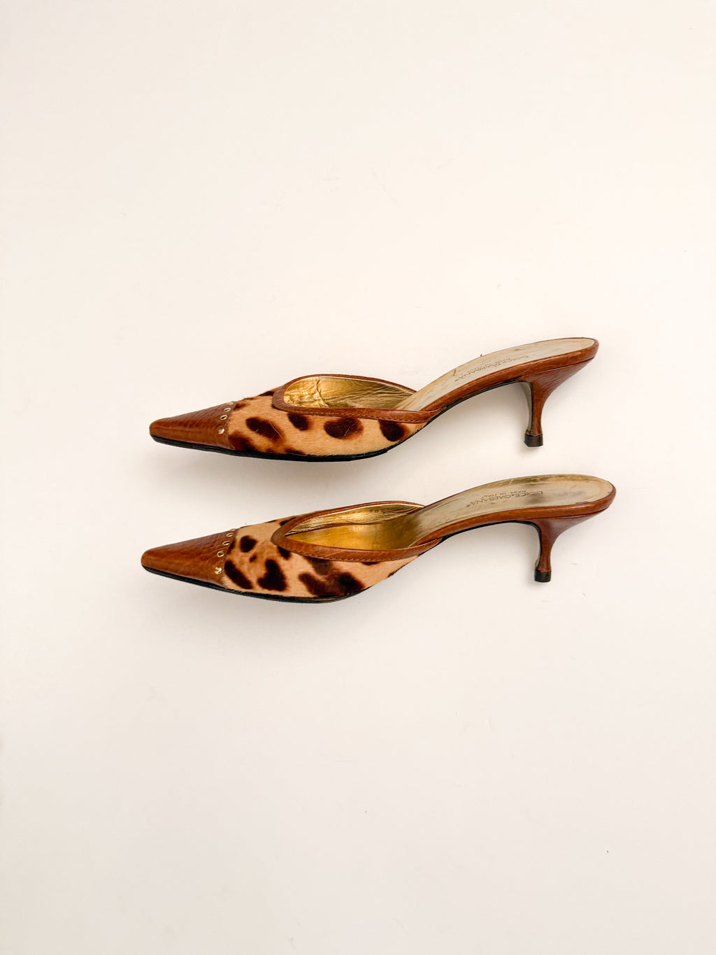 Dolce & Gabbana Leopard Ponyhair Pointed Mules
