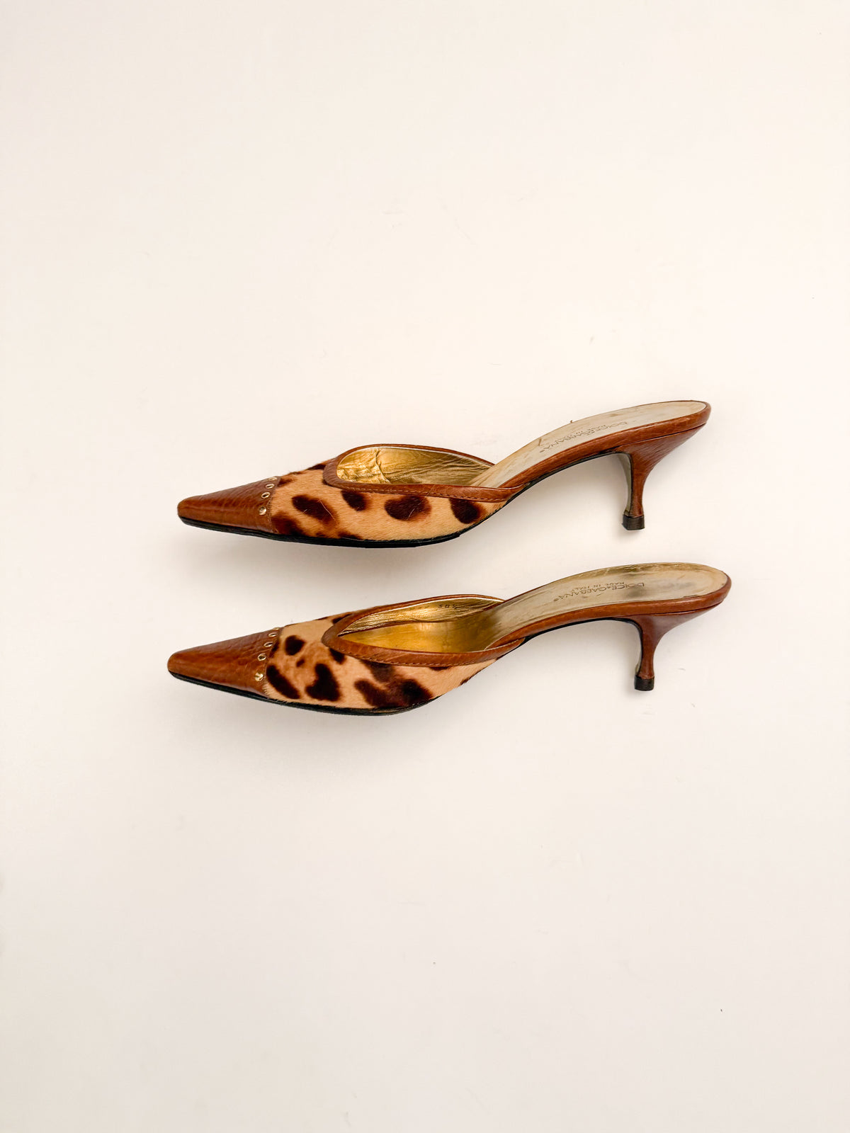 Dolce & Gabbana Leopard Ponyhair Pointed Mules