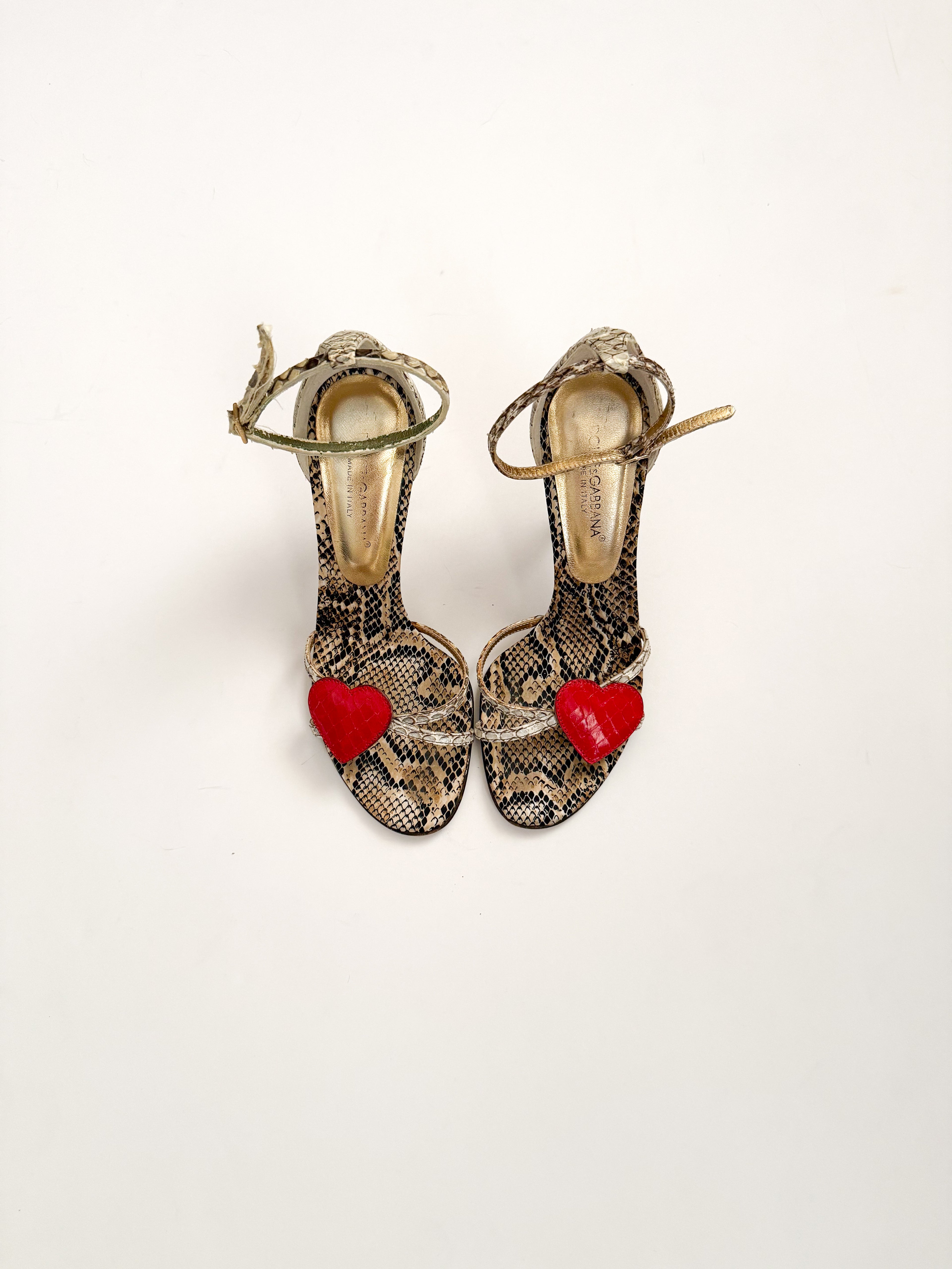 Dolce & Gabbana S/S 2005 Runway Snakeskin Heart Heels