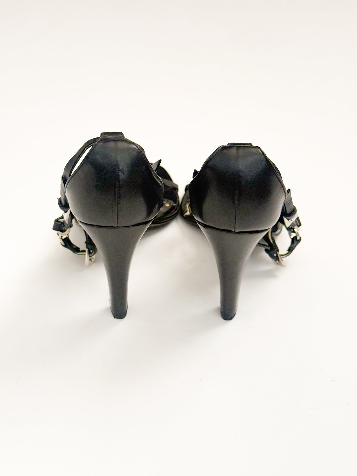 Christian Dior F/W 2003 Black Leather Bondage Heels