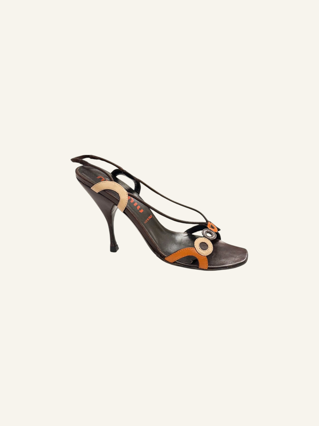 Miu Miu Dark Brown Circle Slingback Heels