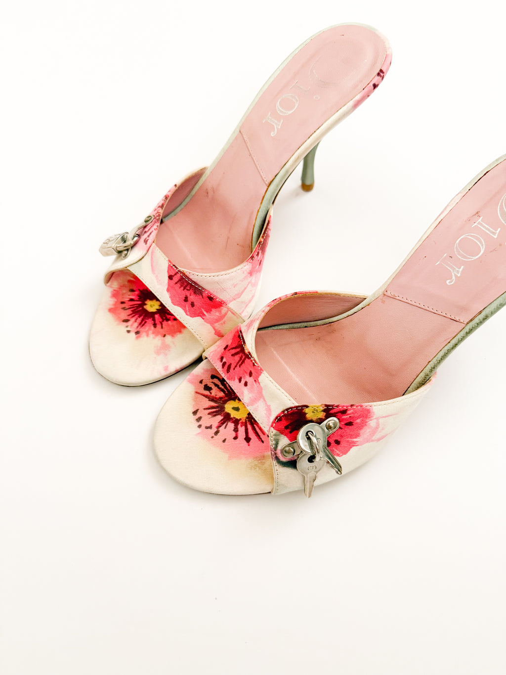 Christian Dior S/S 2005 Pink Floral Lock & Key Heels