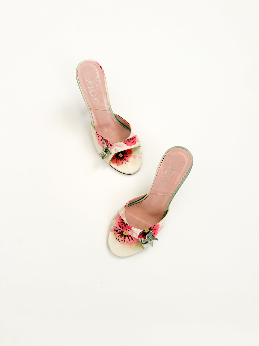 Christian Dior S/S 2005 Pink Floral Lock & Key Heels