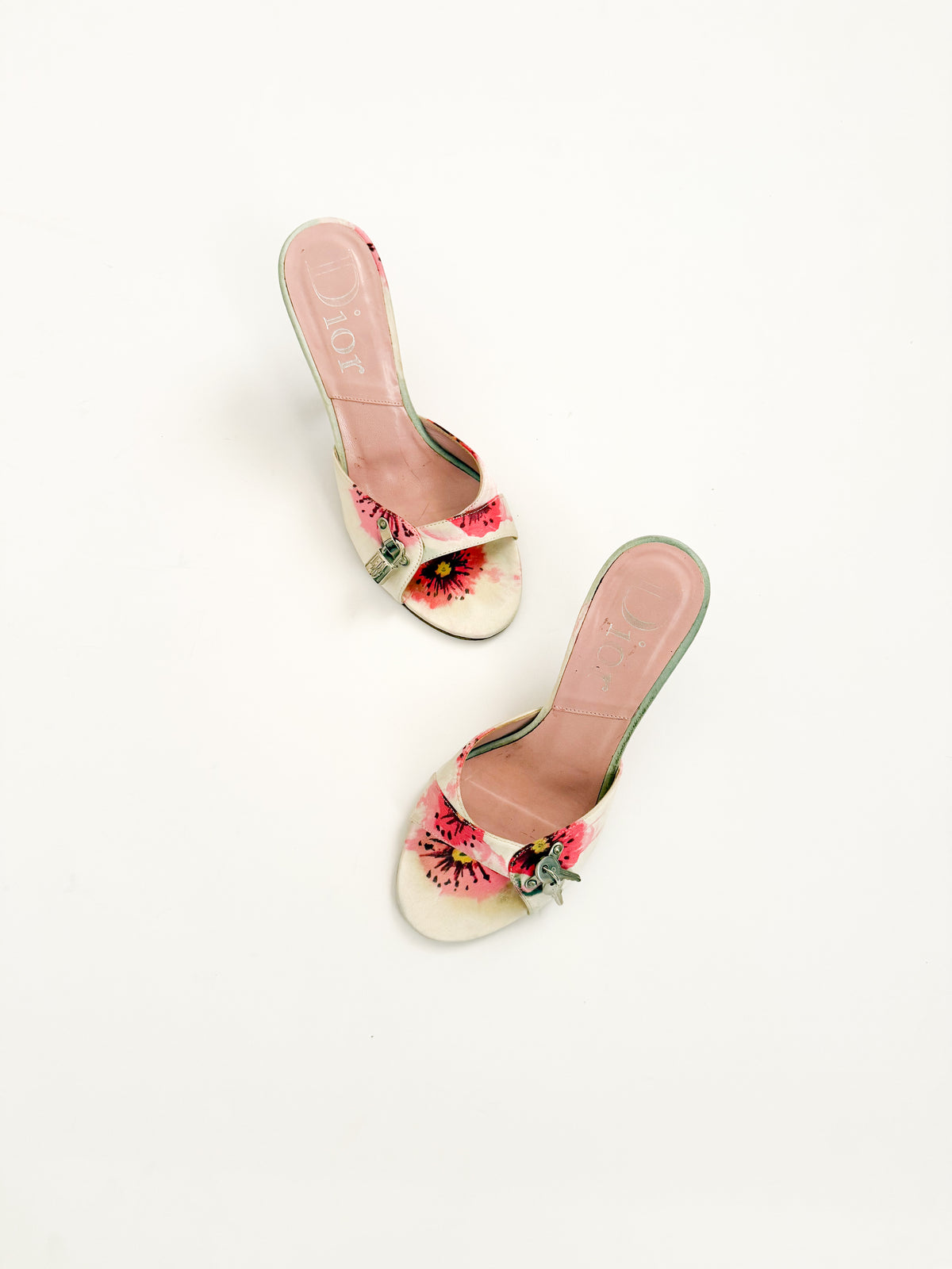 Christian Dior S/S 2005 Pink Floral Lock & Key Heels