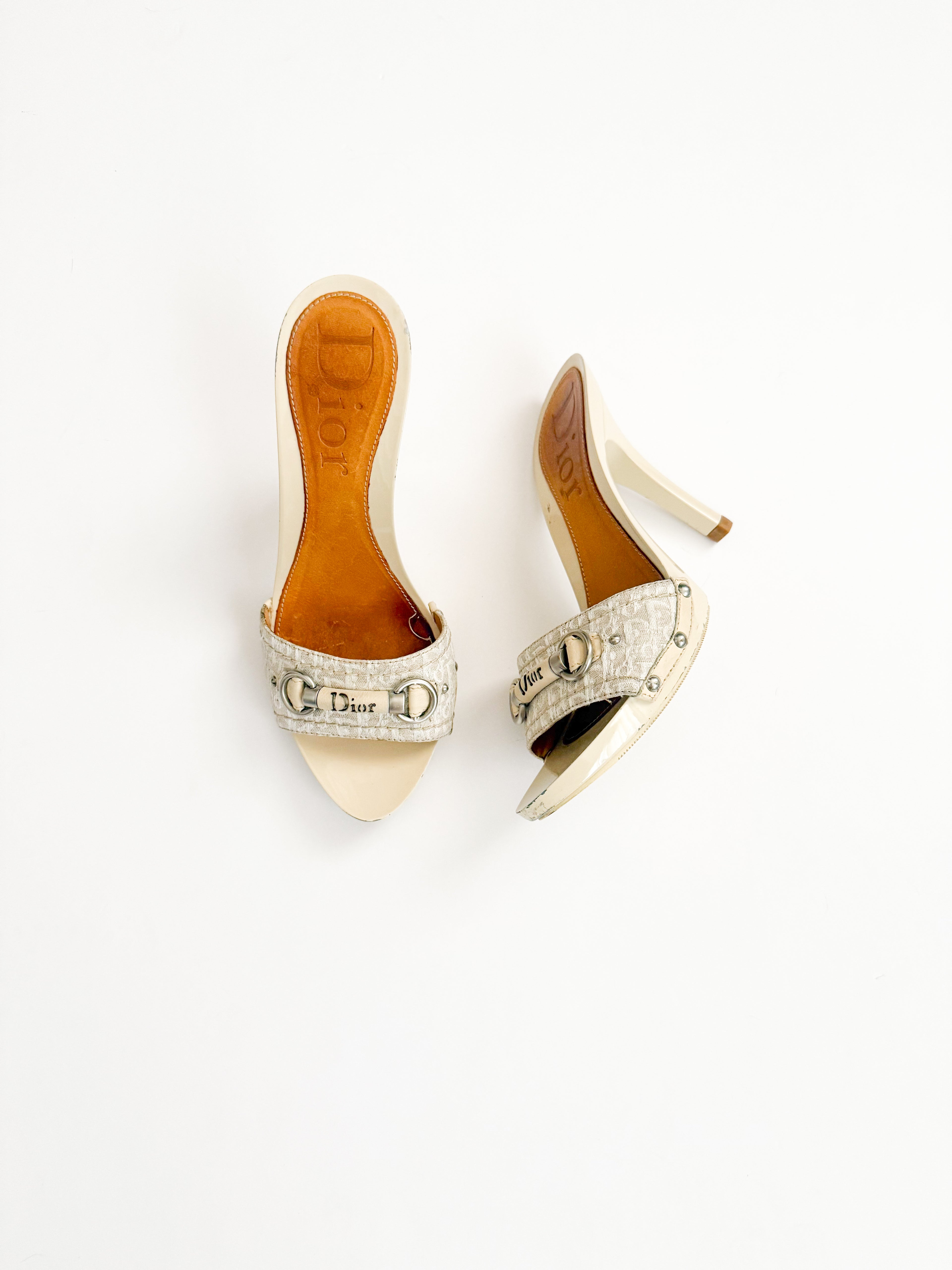 Christian Dior Monogram Trotter Beige Heels