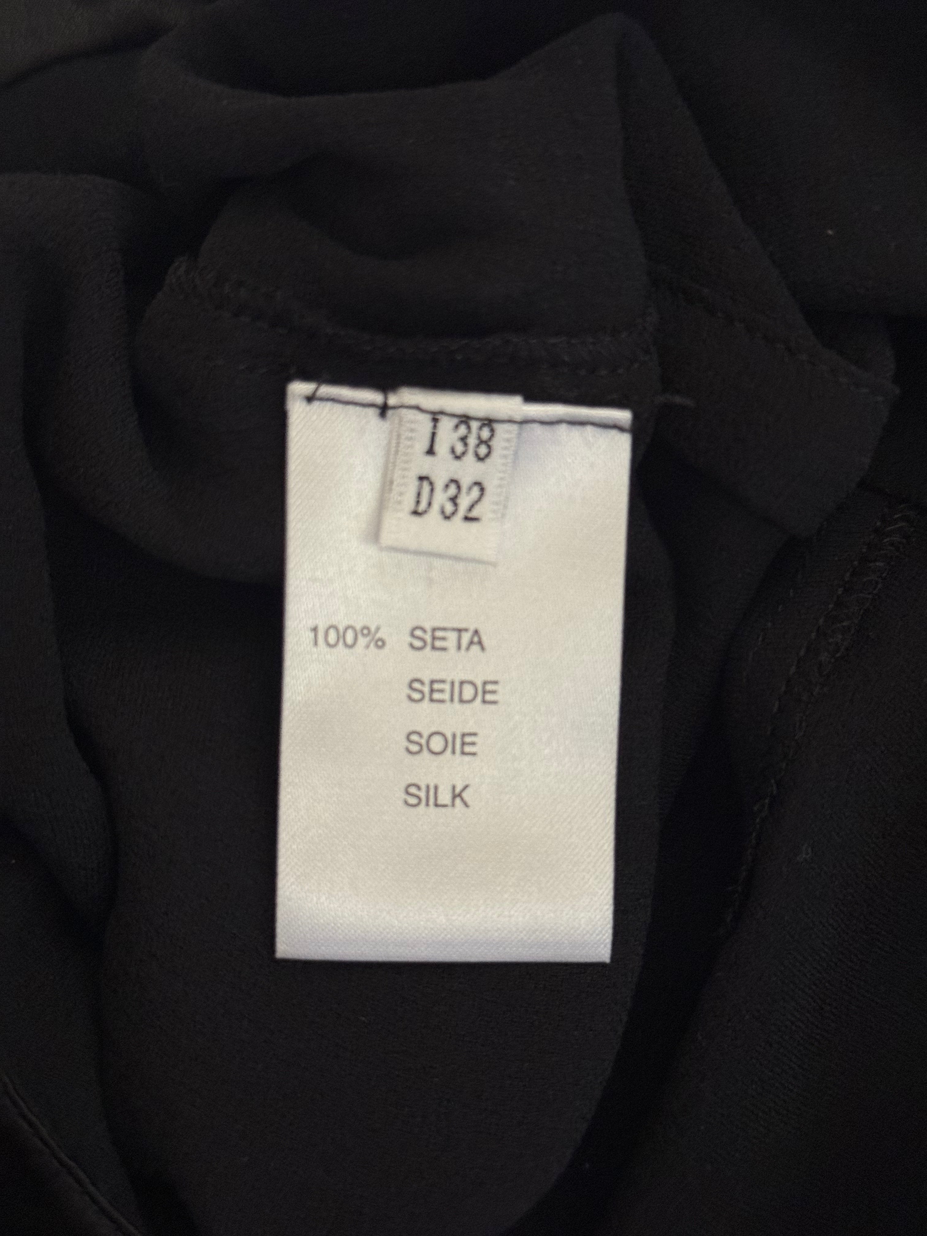 Blumarine Black Silk Ruffle Long Sleeve Blouse