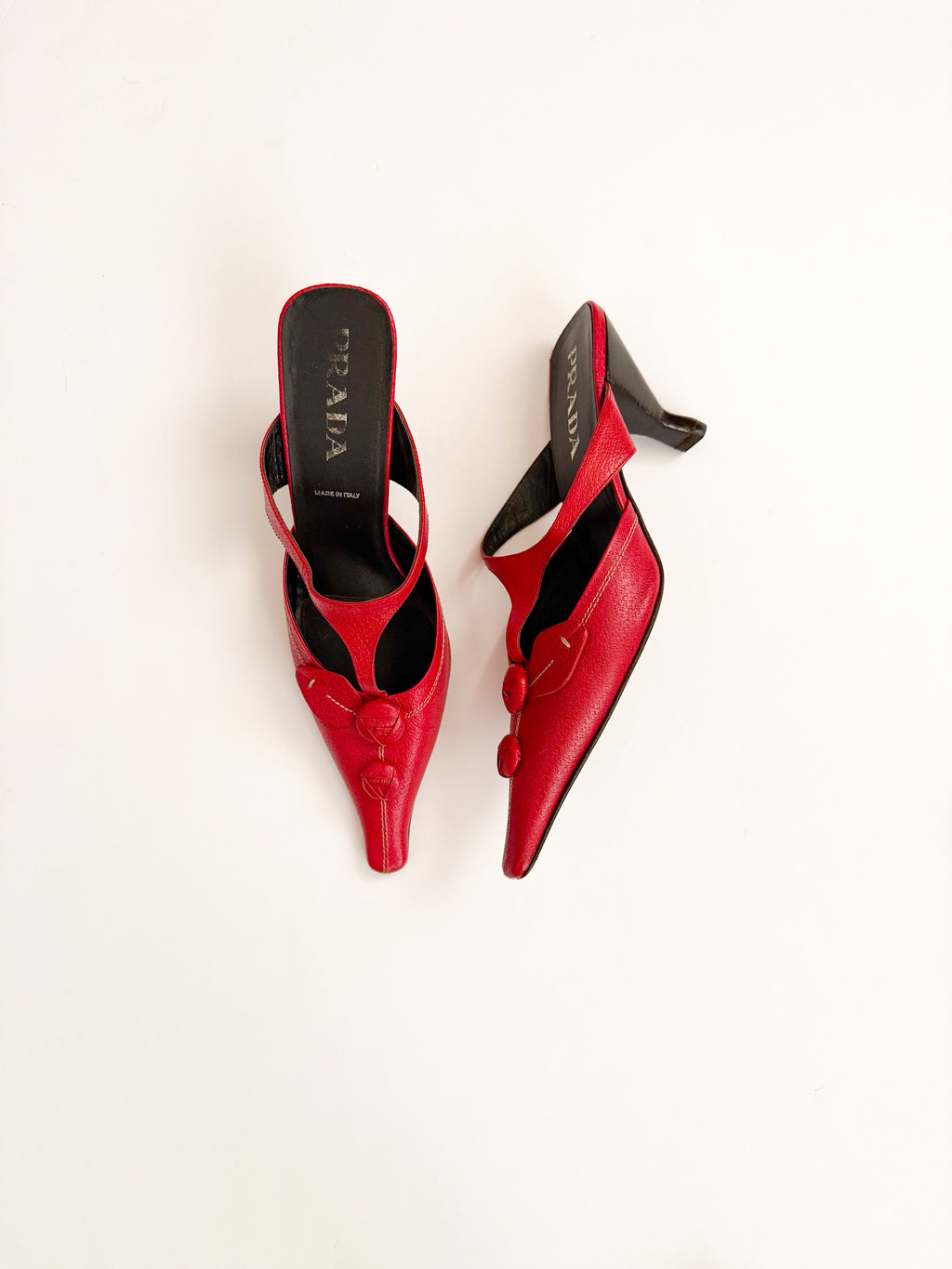 Prada S/S 2000 Red Flower Pointed Mules