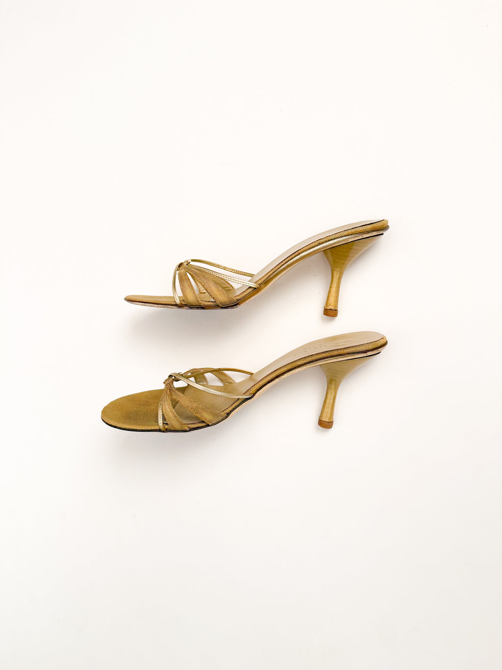 Gucci Gold Strappy Leather Heels
