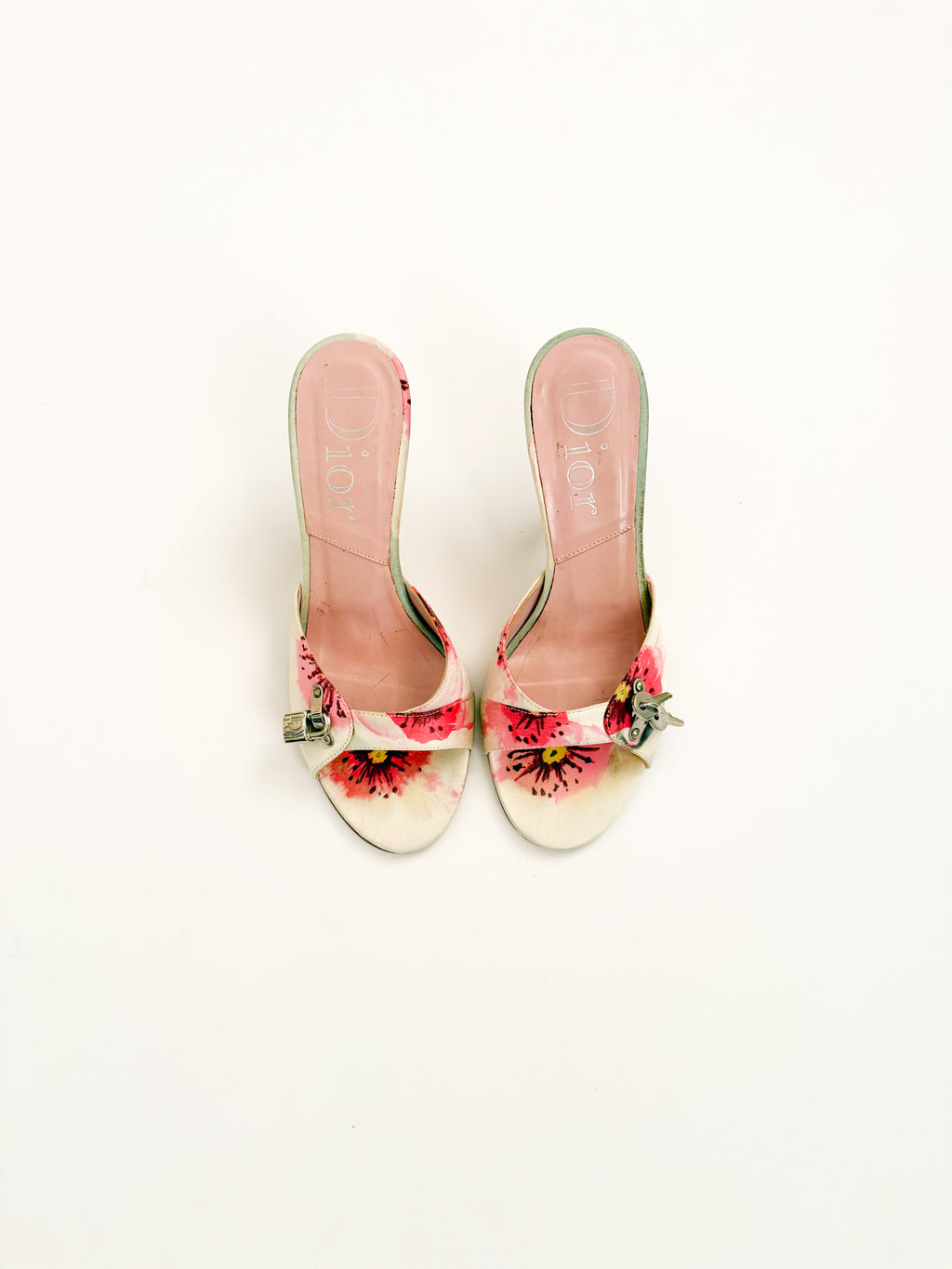 Christian Dior S/S 2005 Pink Floral Lock & Key Heels