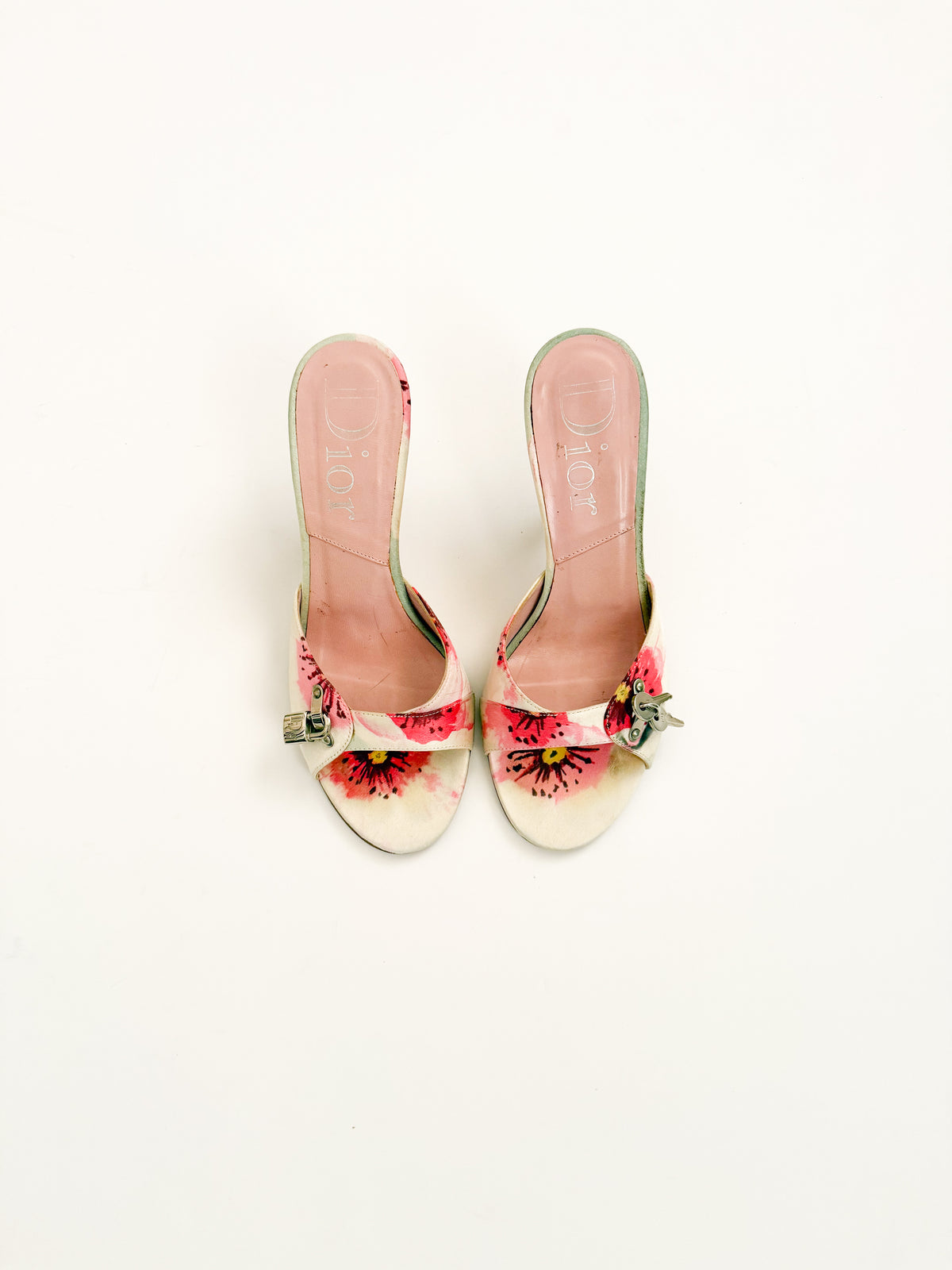 Christian Dior S/S 2005 Pink Floral Lock & Key Heels