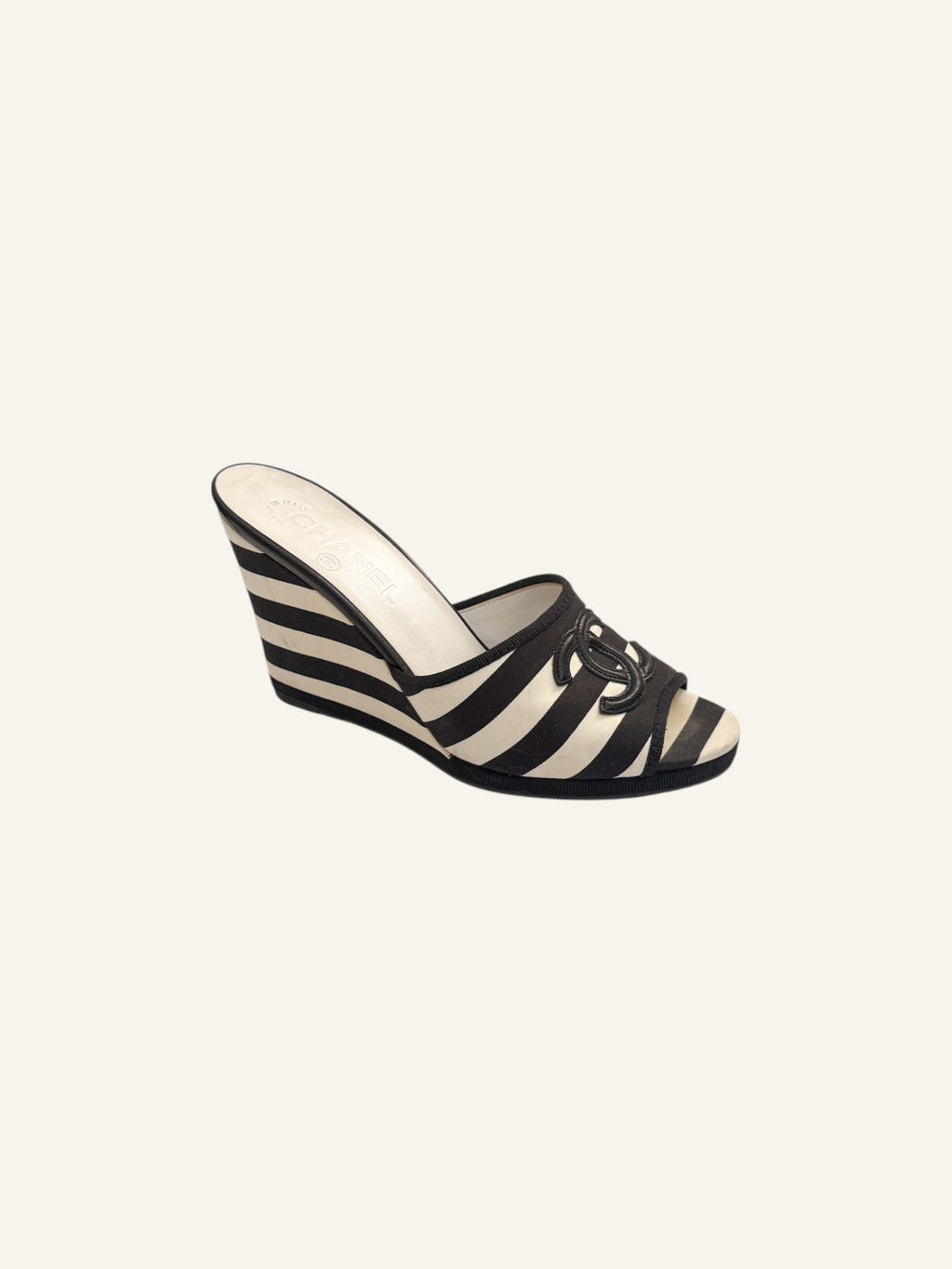 Chanel Cruise 2010 Black & White Striped Wedges