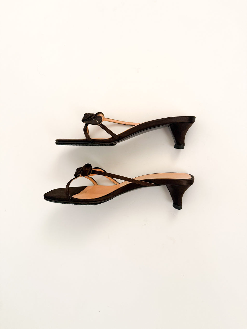 Prada Rosebud Black Satin Kitten Heels