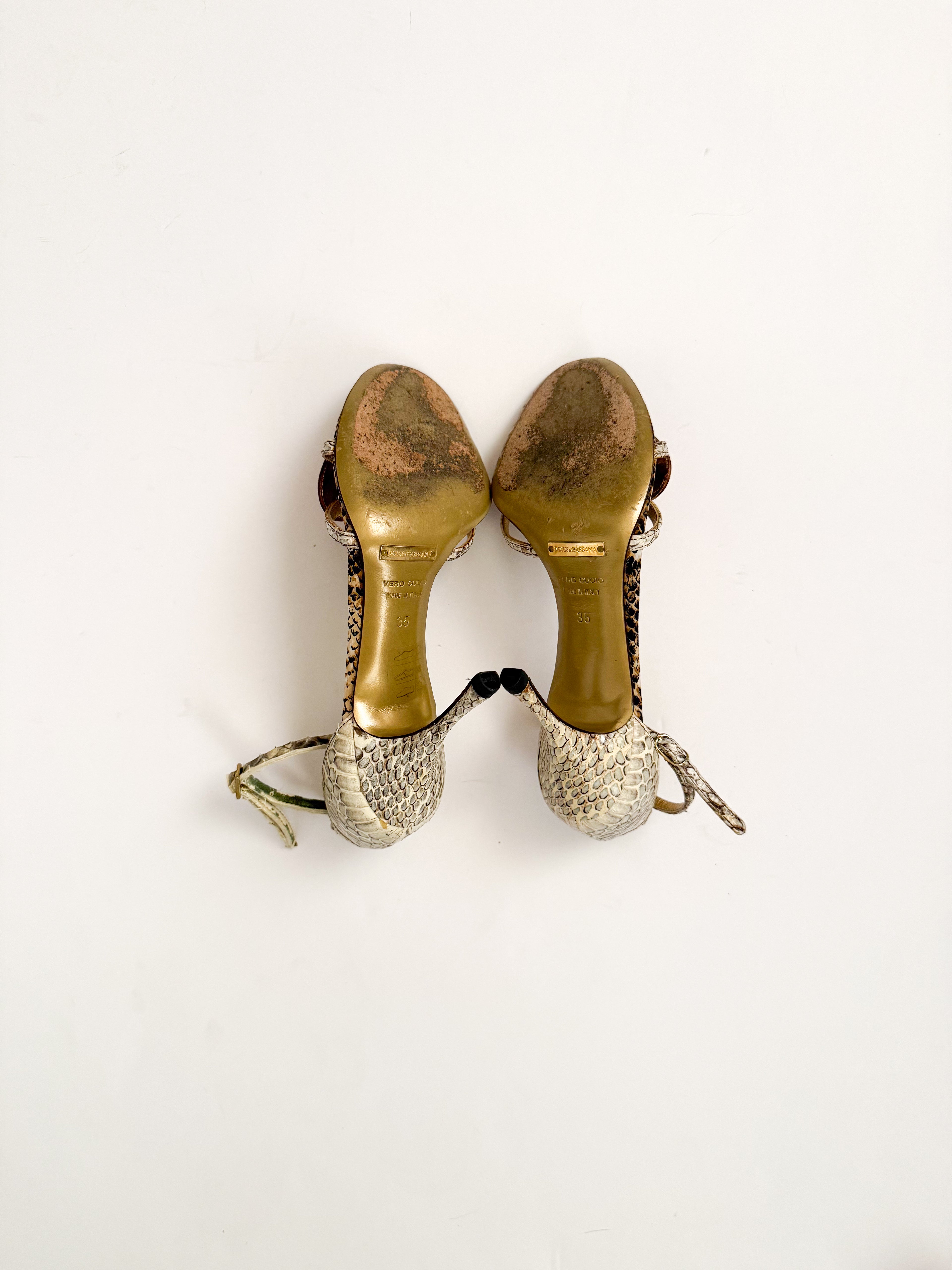 Dolce & Gabbana S/S 2005 Runway Snakeskin Heart Heels