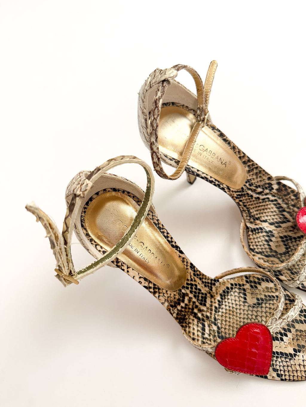 Dolce & Gabbana S/S 2005 Runway Snakeskin Heart Heels