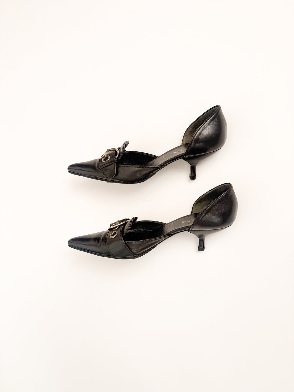 Prada SS2002 Black Buckle Leather d'Orsay Pumps