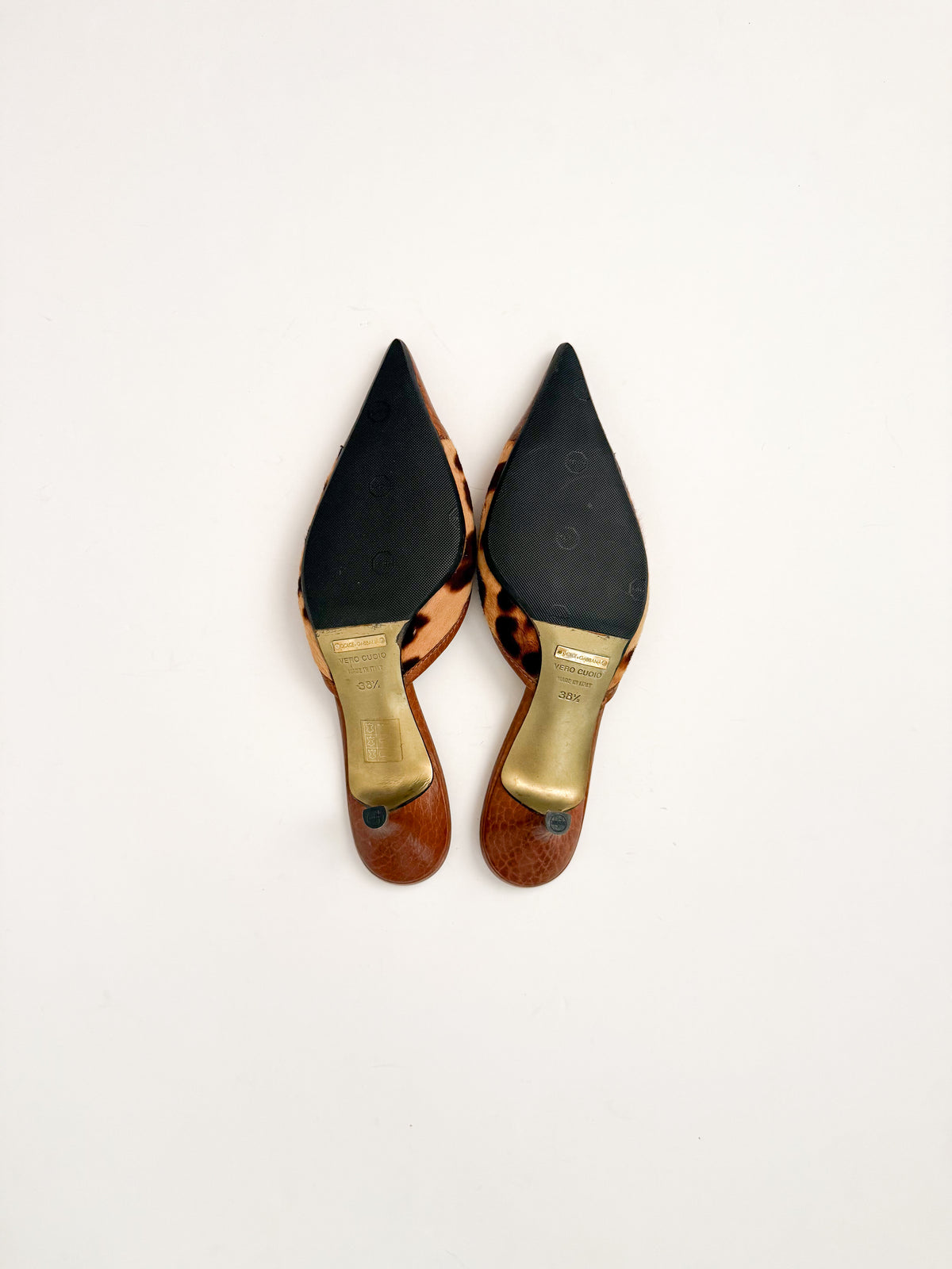 Dolce & Gabbana Leopard Ponyhair Pointed Mules
