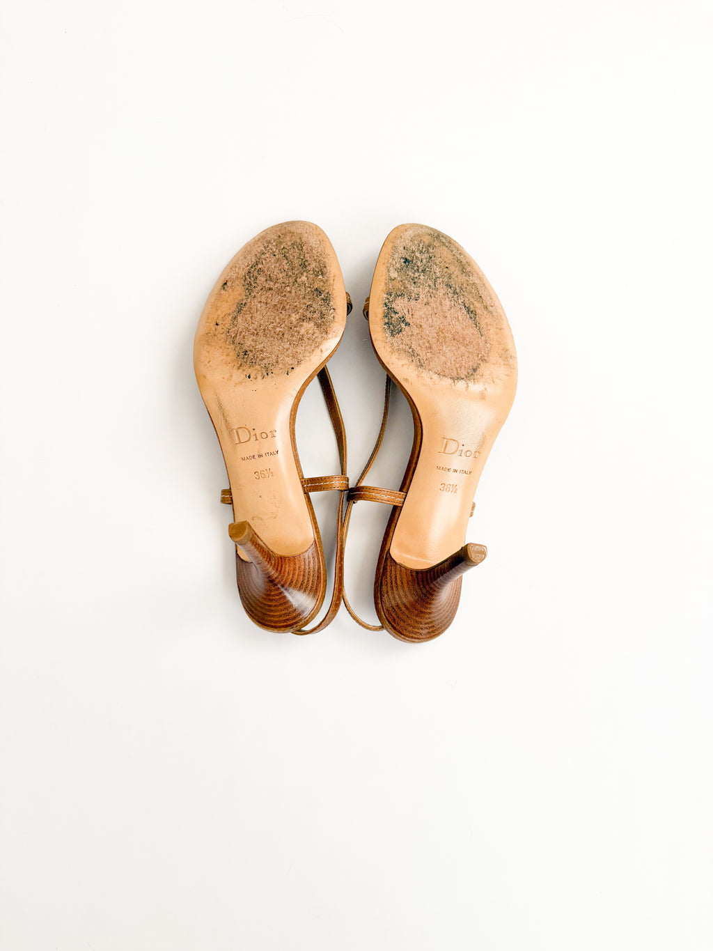 Christian Dior Tan Strappy Charm Slingback Heels