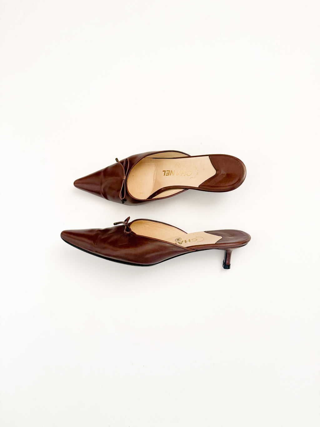 Chanel 1999 Brown Leather Mules