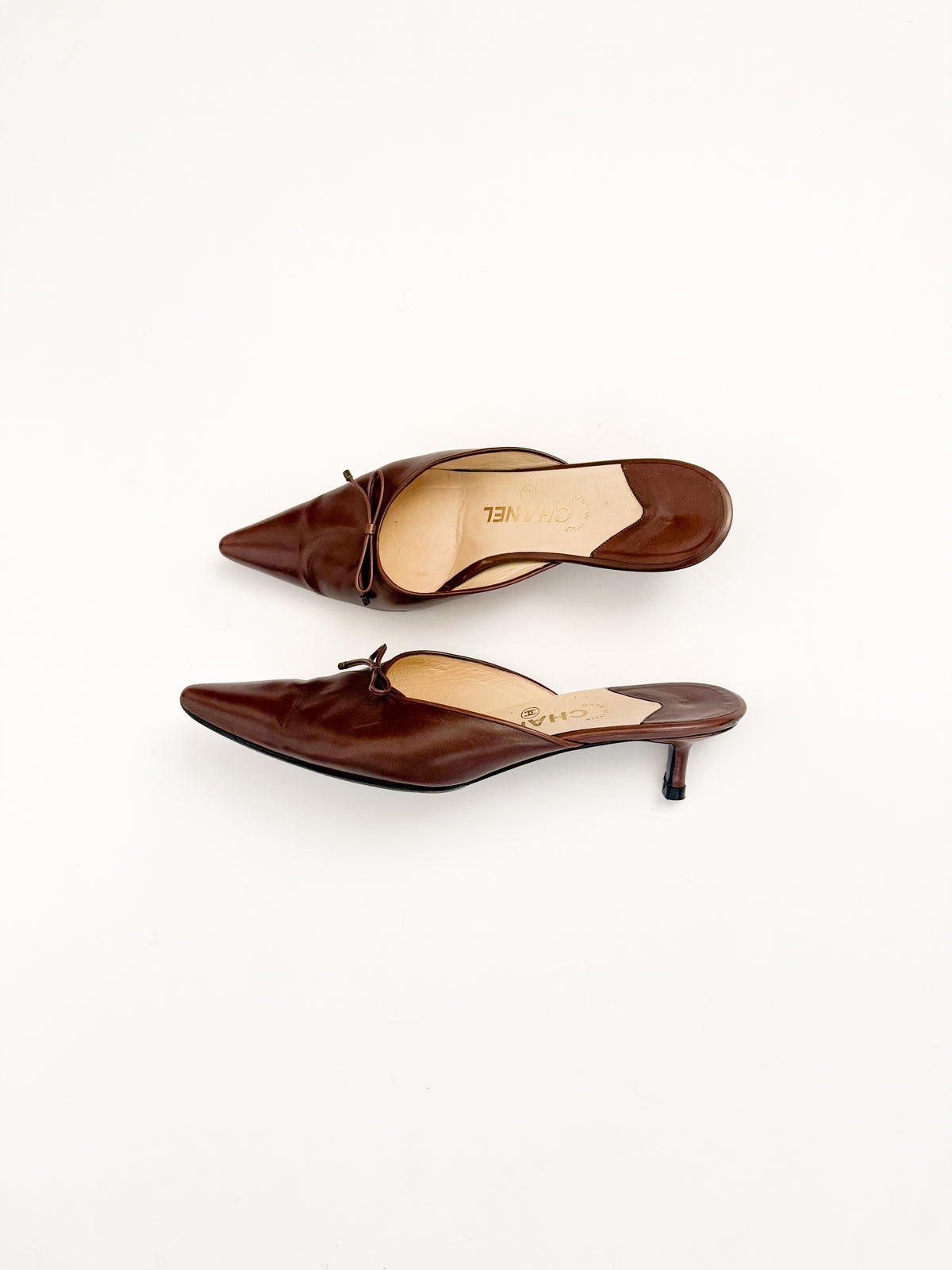 Chanel 1999 Brown Leather Mules