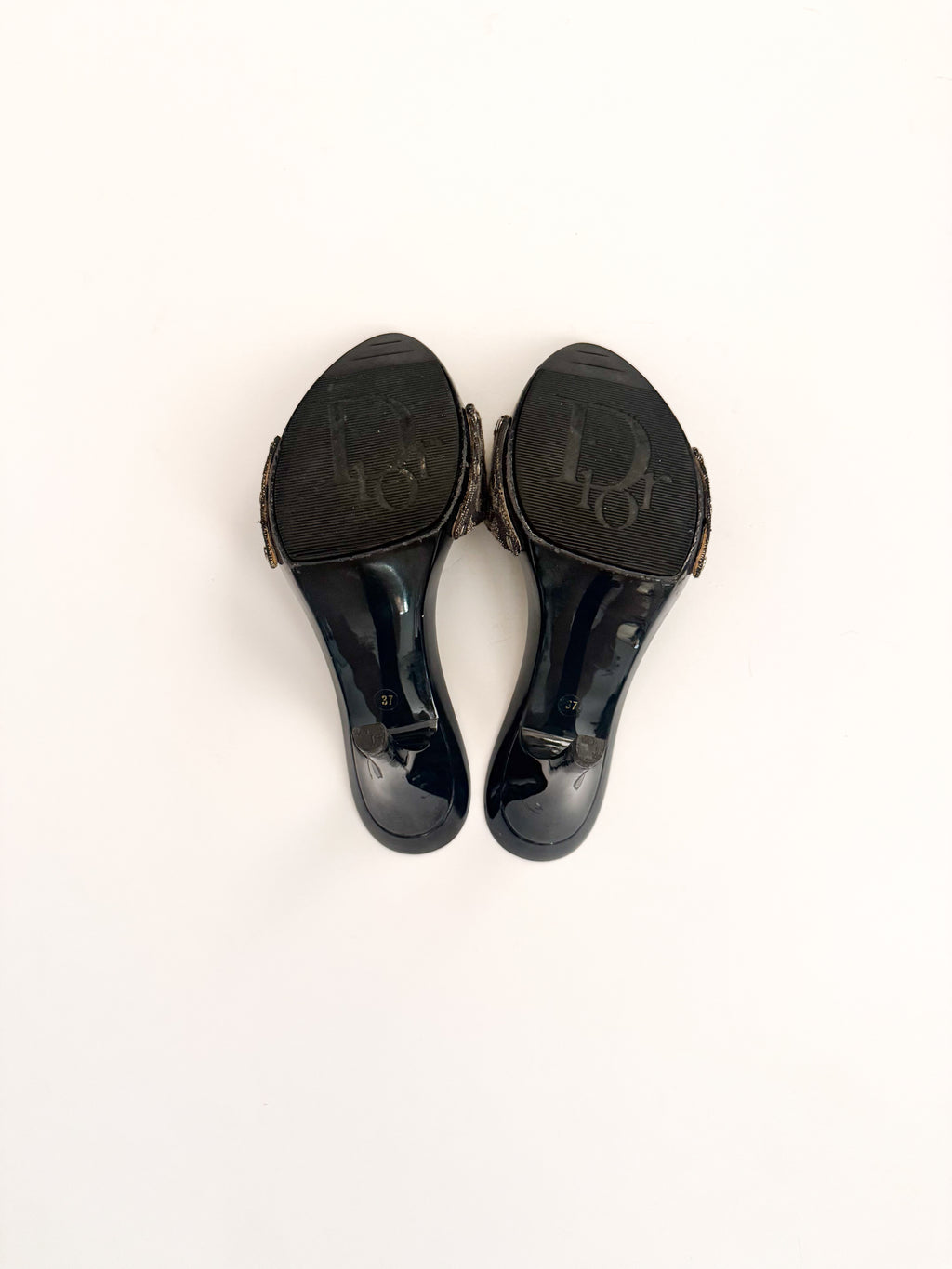 Christian Dior Blue Monogram Canvas Trotter Heels
