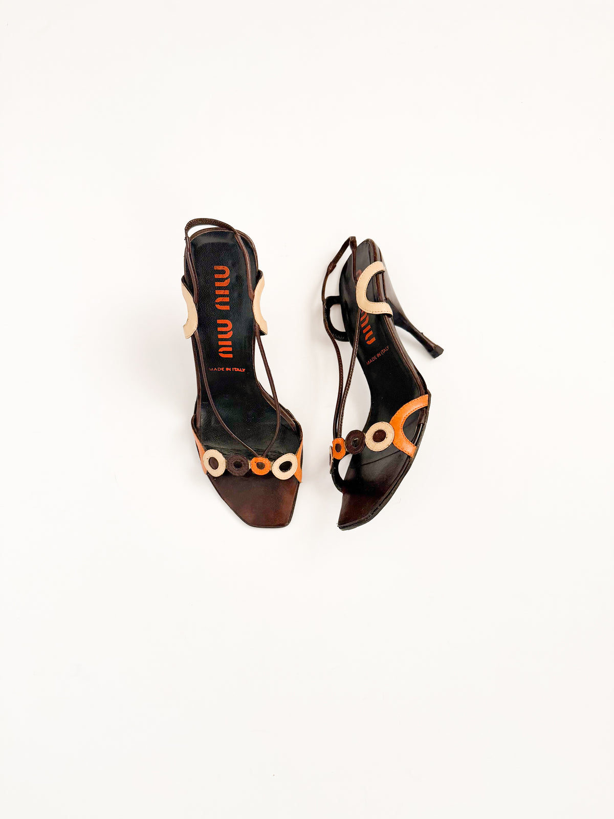 Miu Miu Dark Brown Circle Slingback Heels