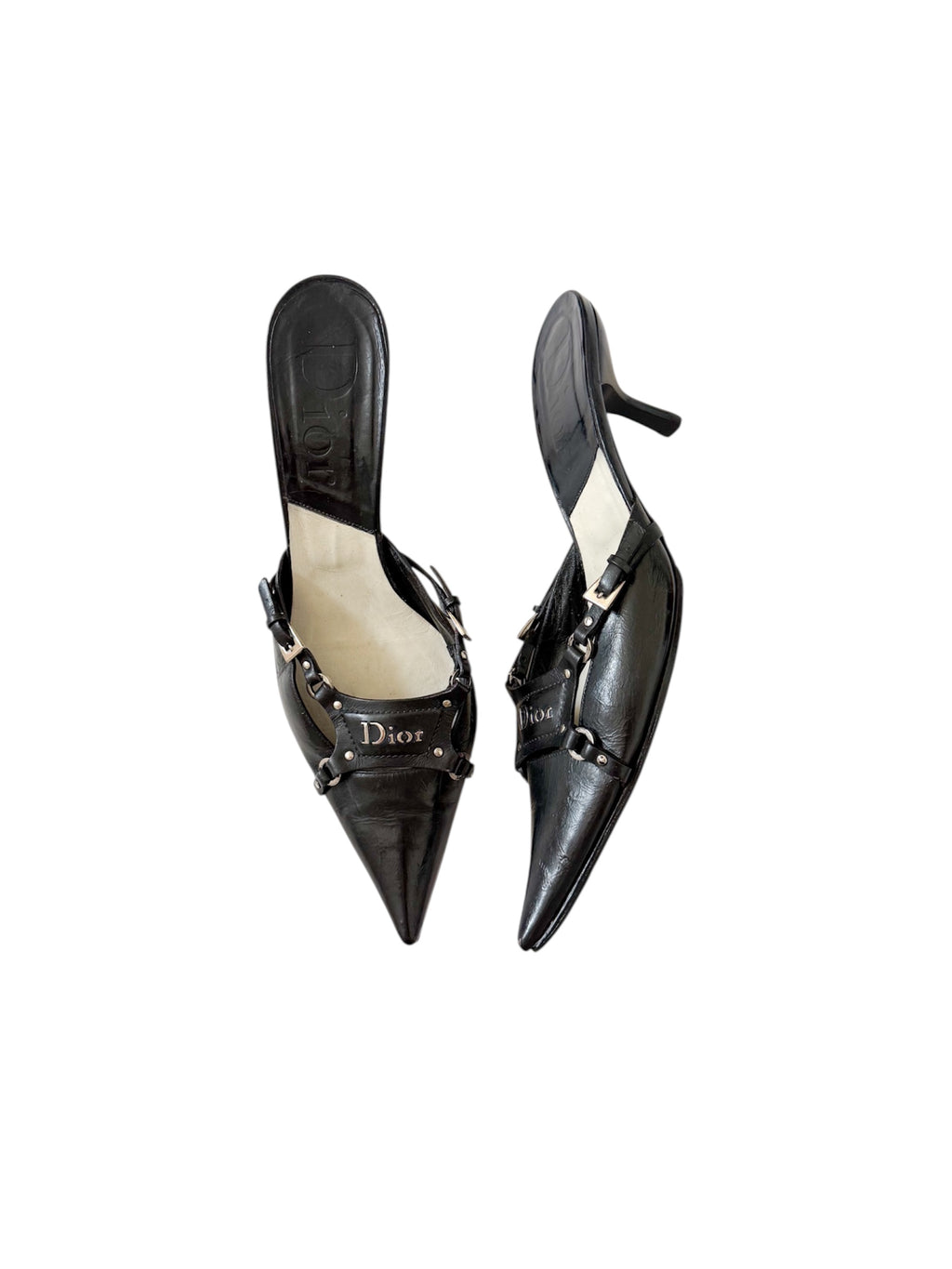 Christian Dior F/W 2003 Black Leather Bondage Mules