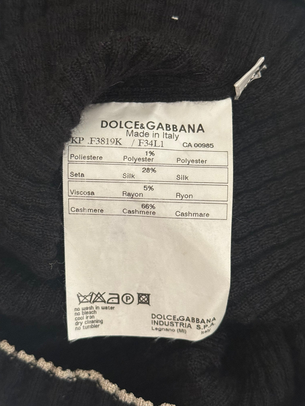 Dolce & Gabbana Black Cashmere Embroidered Top