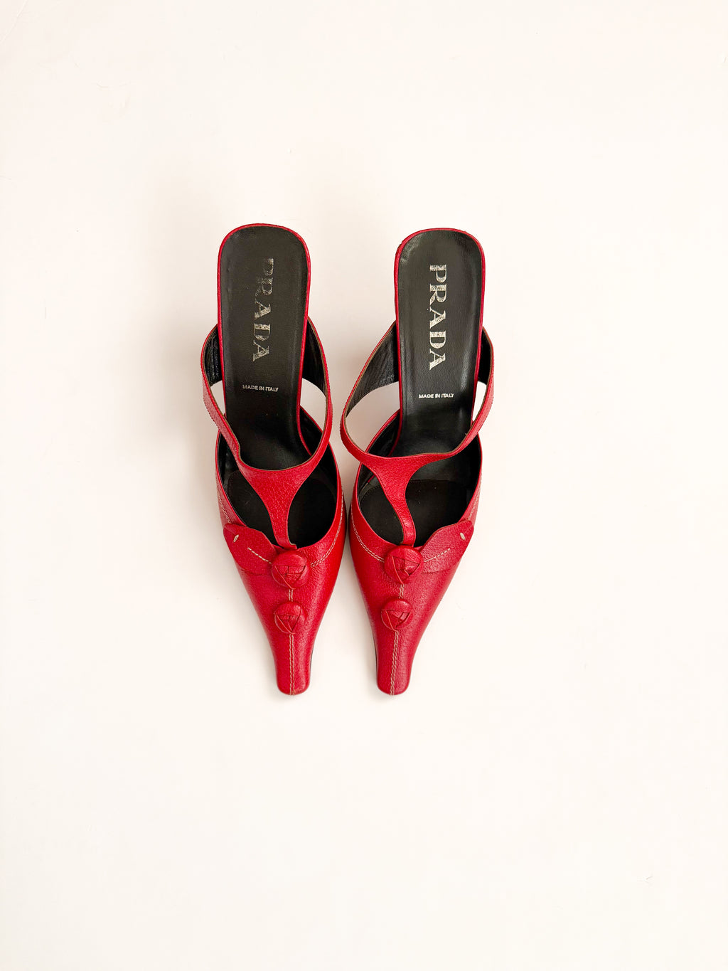 Prada S/S 2000 Red Flower Pointed Mules