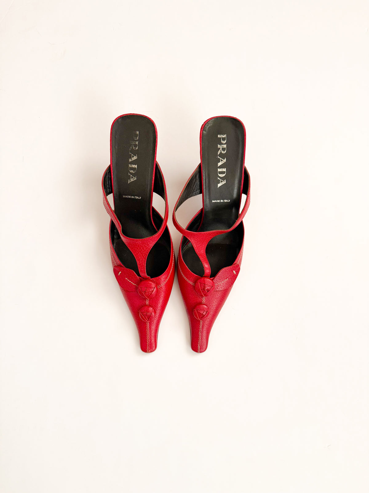 Prada S/S 2000 Red Flower Pointed Mules