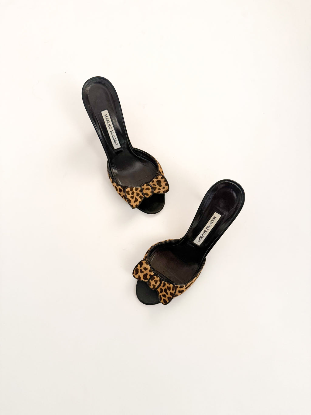 Manolo Blahnik Ponyhair Cheetah Print Bow Heels