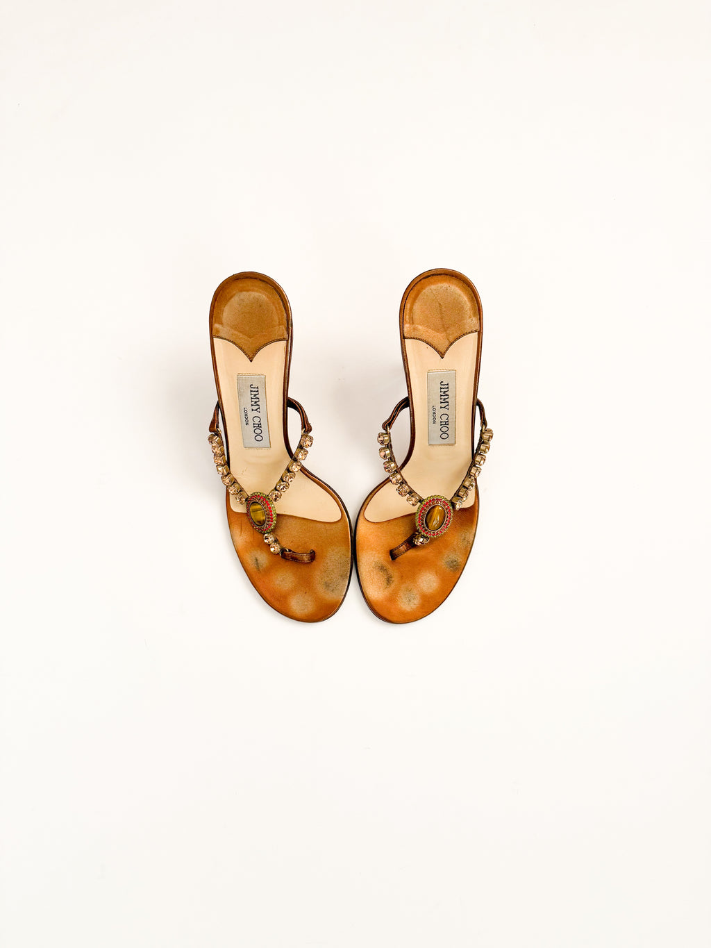 Jimmy Choo Brown Jewel Thong Heels