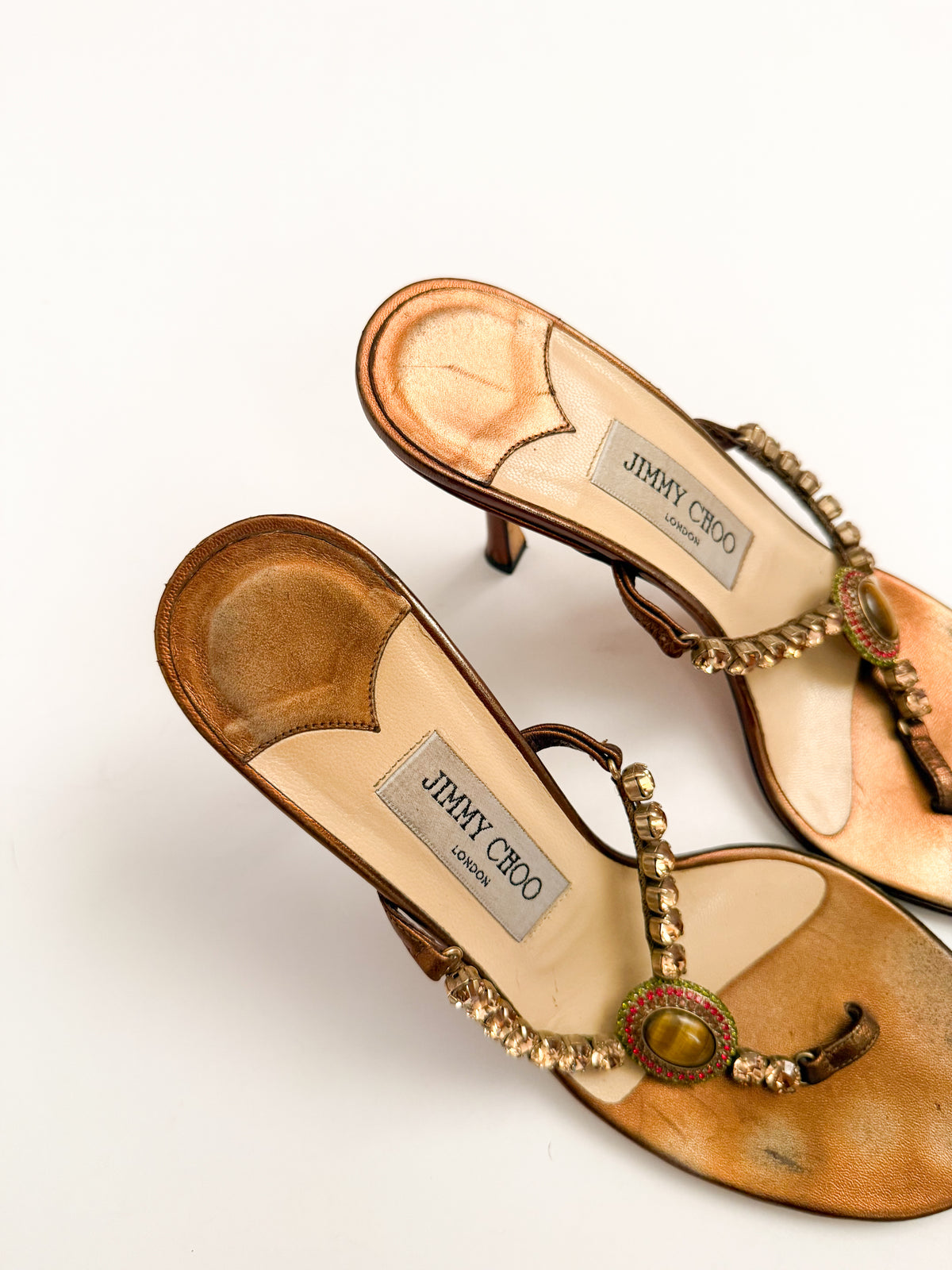 Jimmy Choo Brown Jewel Thong Heels