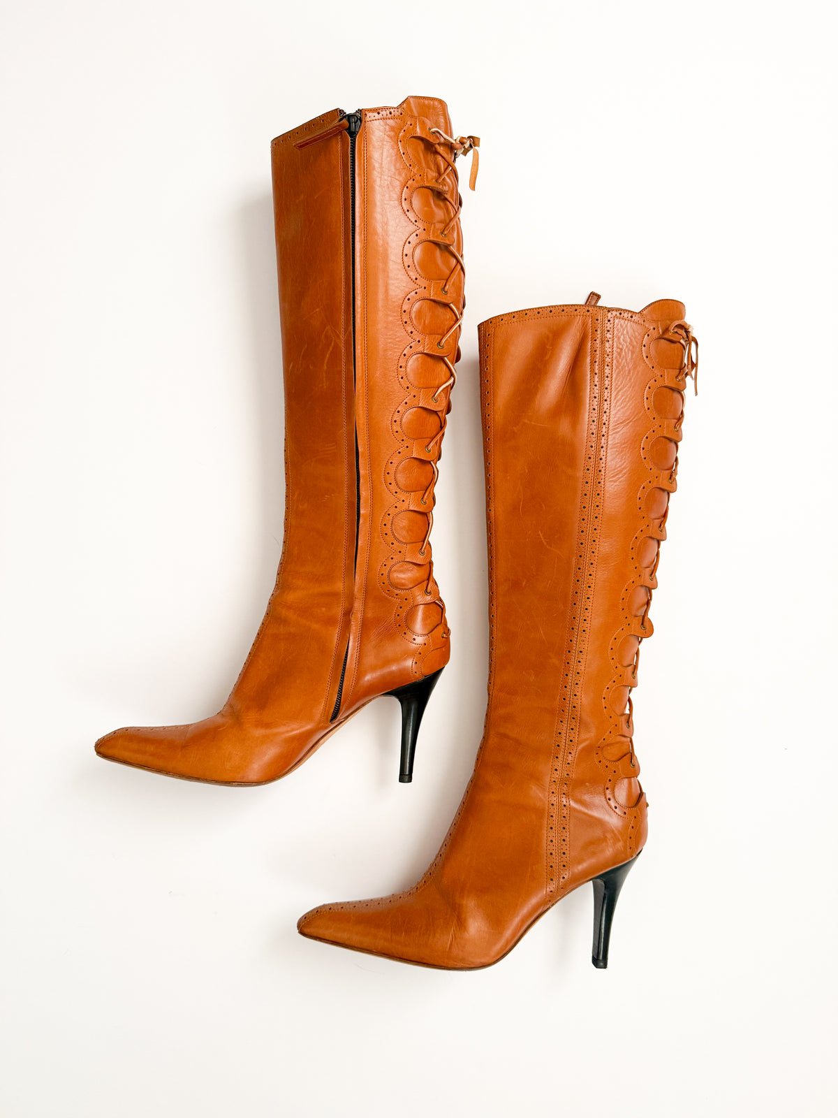 Giuseppe Zannoti Tan Leather Eyelet Boots
