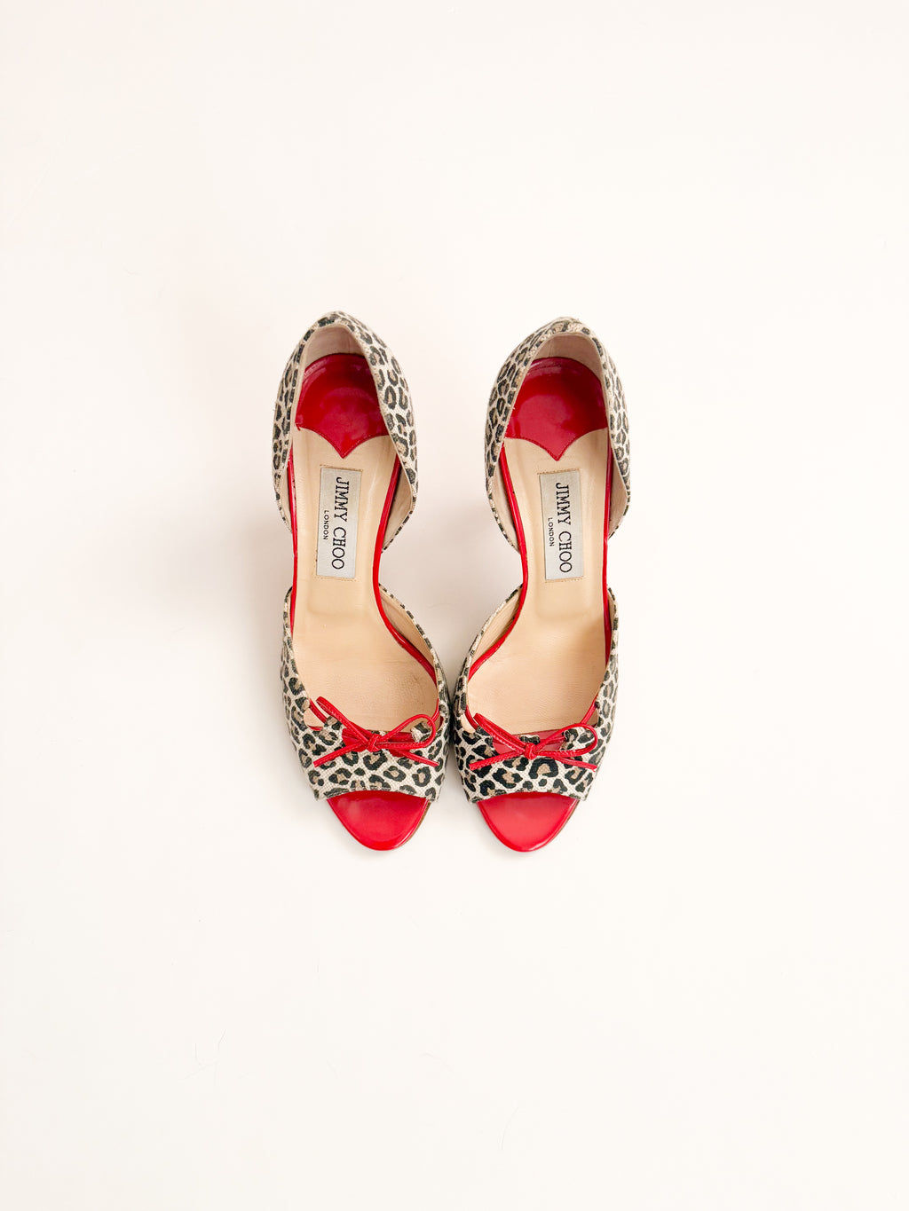 Jimmy Choo Red Bow Leopard D'Orsay Pumps