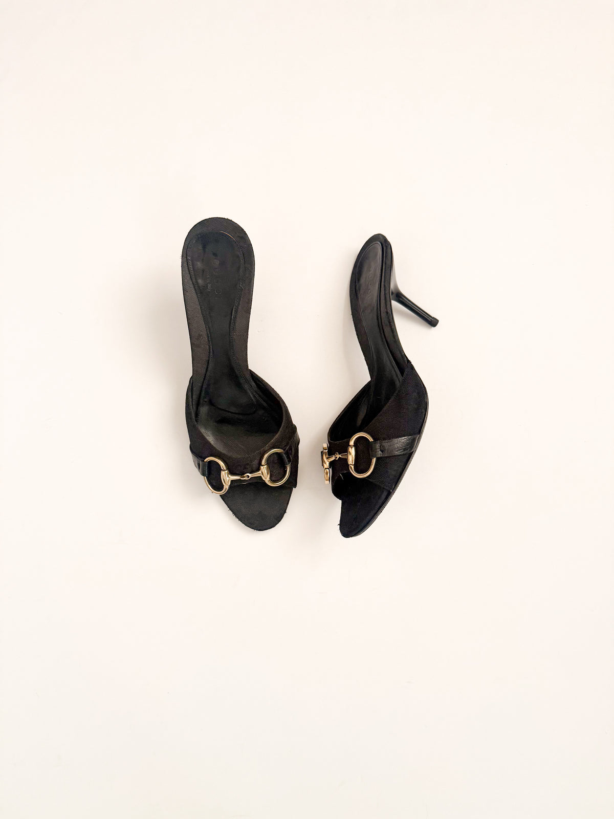 Gucci Black Monogram Horsebit Heels
