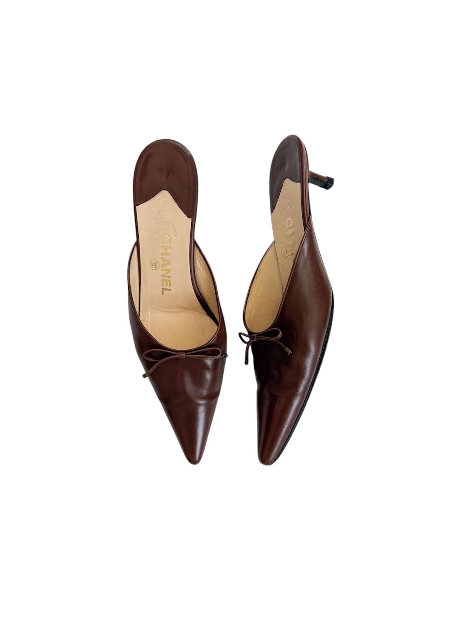 Chanel by Karl Lagerfield Brown Leather Mules