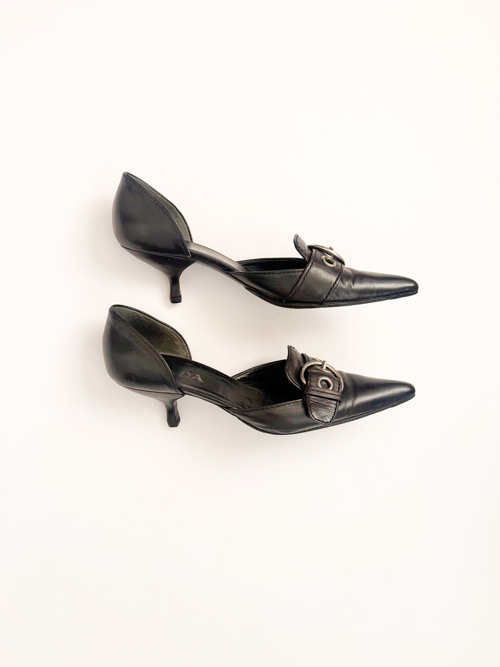Prada SS2002 Black Buckle Leather d'Orsay Pumps