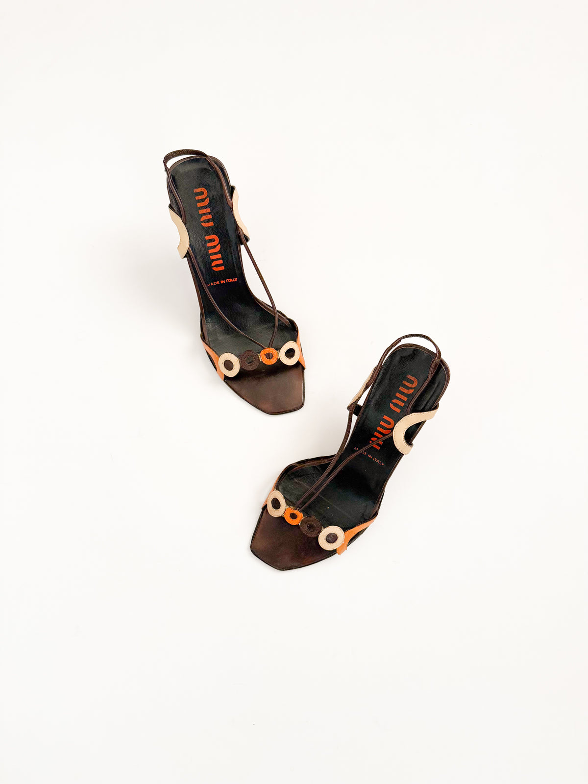 Miu Miu Dark Brown Circle Slingback Heels