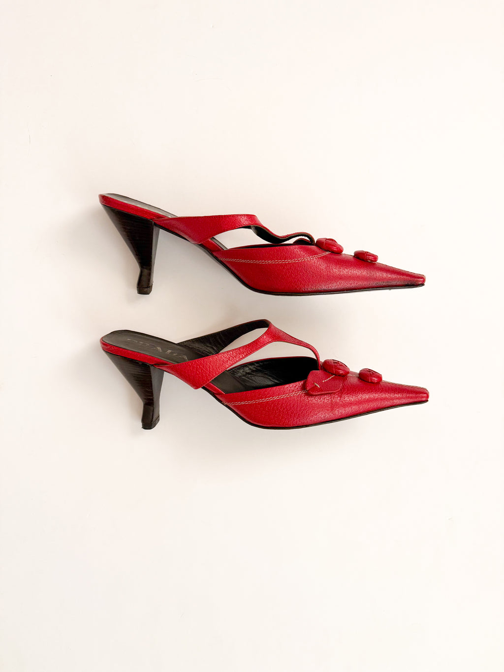 Prada S/S 2000 Red Flower Pointed Mules