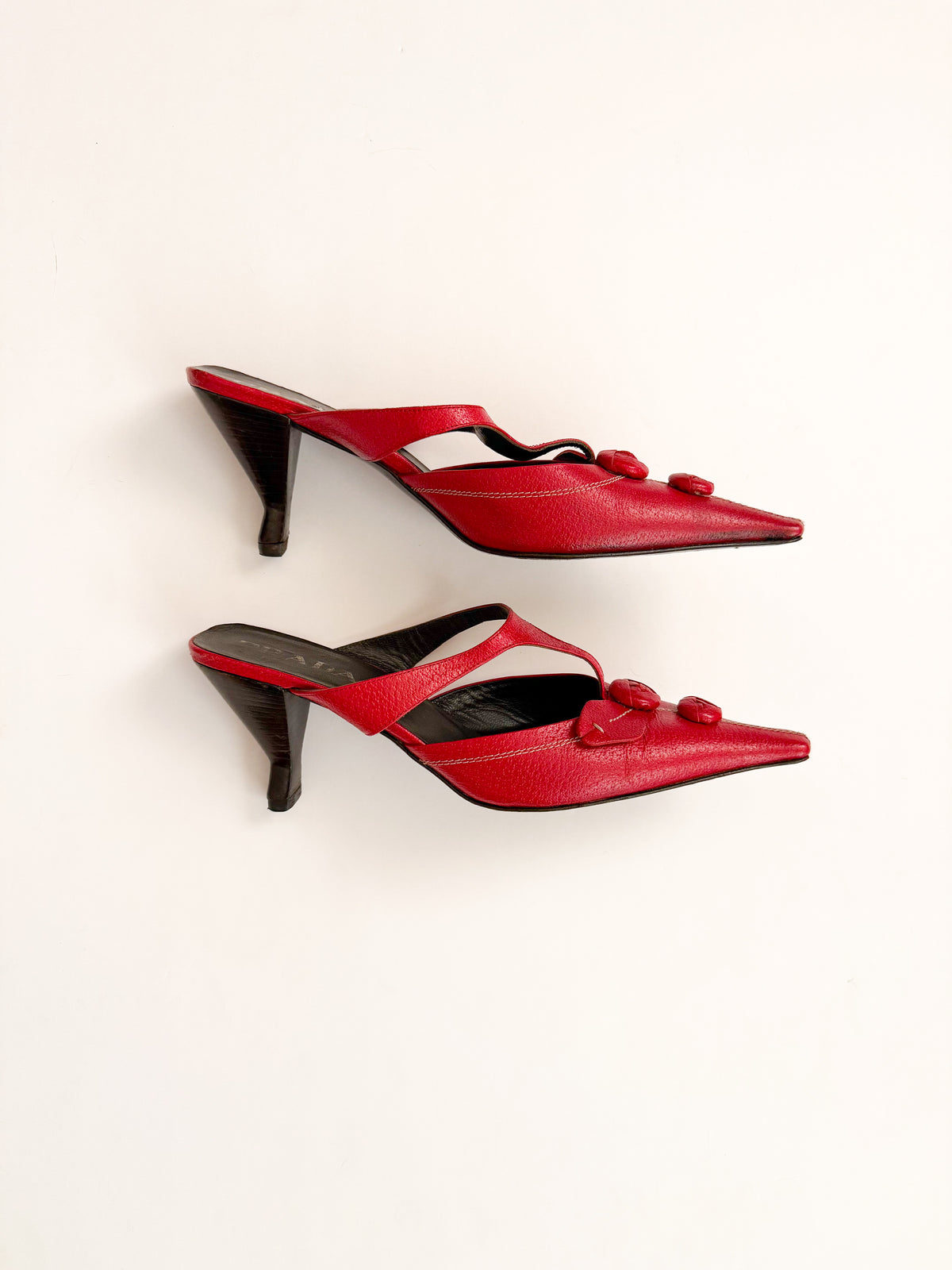 Prada S/S 2000 Red Flower Pointed Mules
