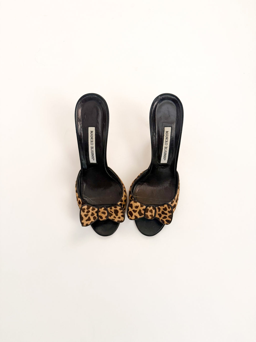Manolo Blahnik Ponyhair Cheetah Print Bow Heels