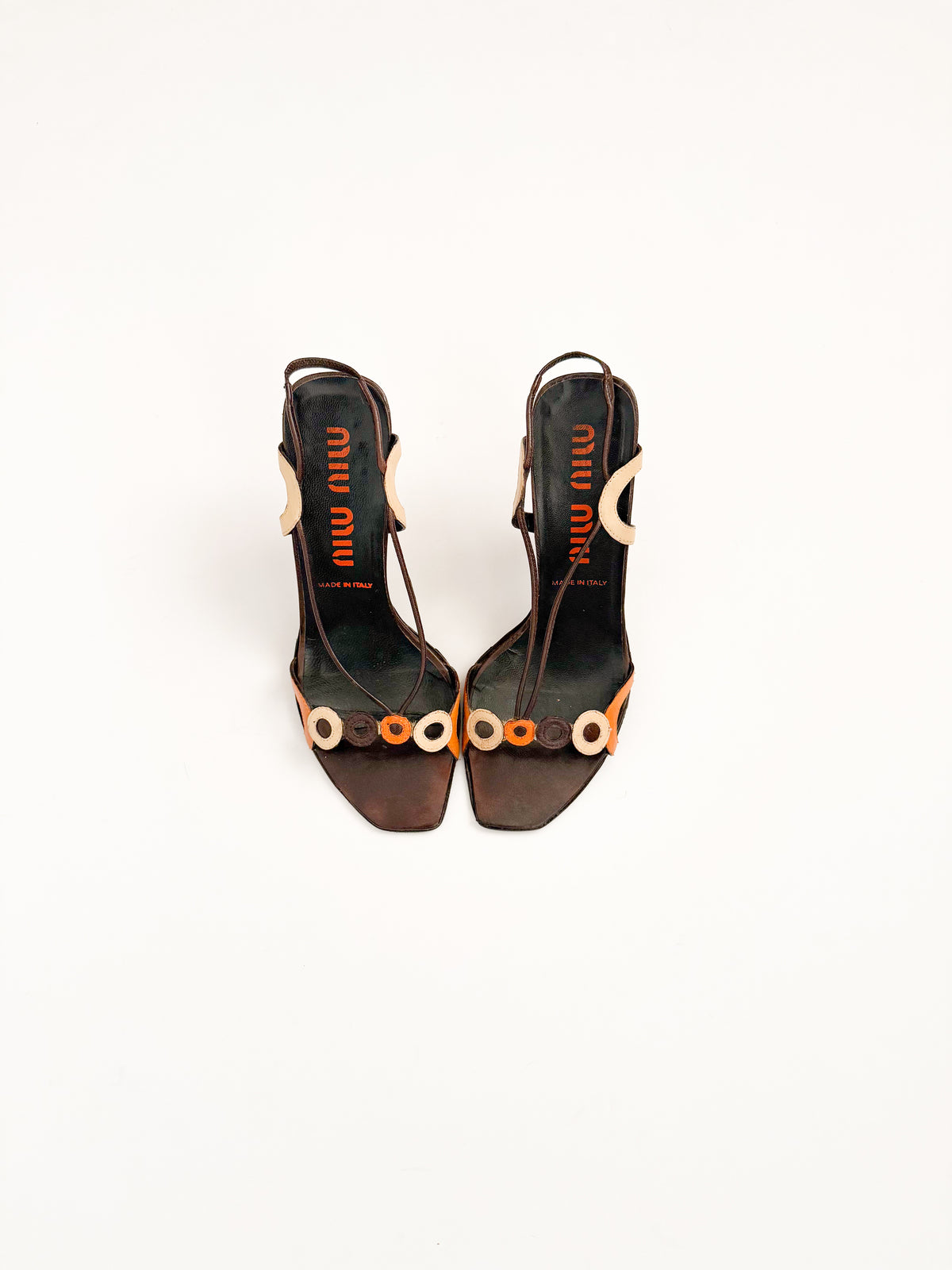 Miu Miu Dark Brown Circle Slingback Heels