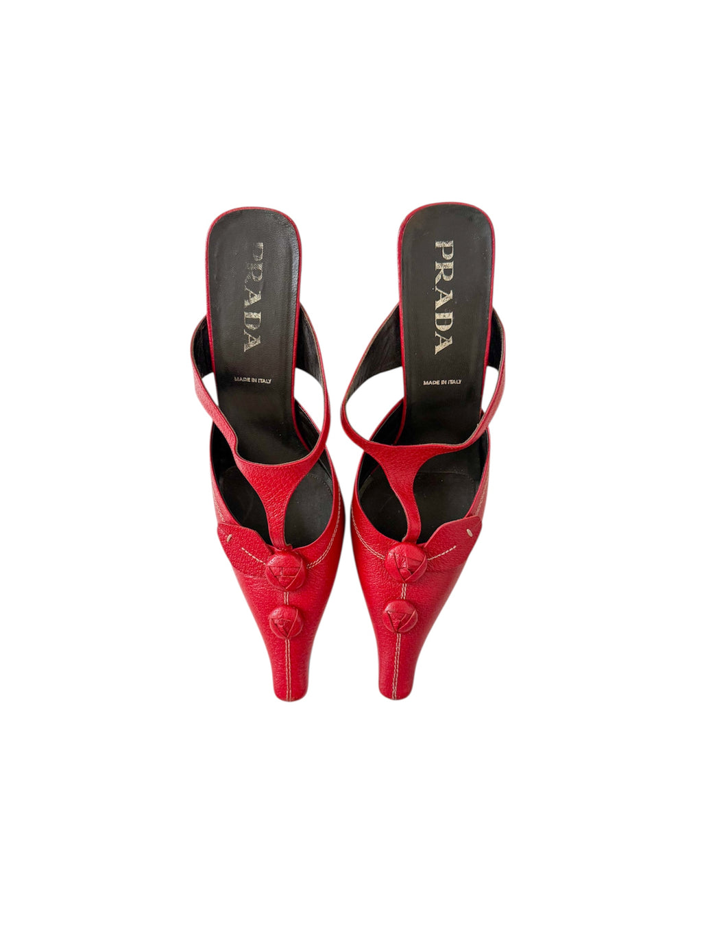 Prada S/S 2000 Red Flower Pointed Mules