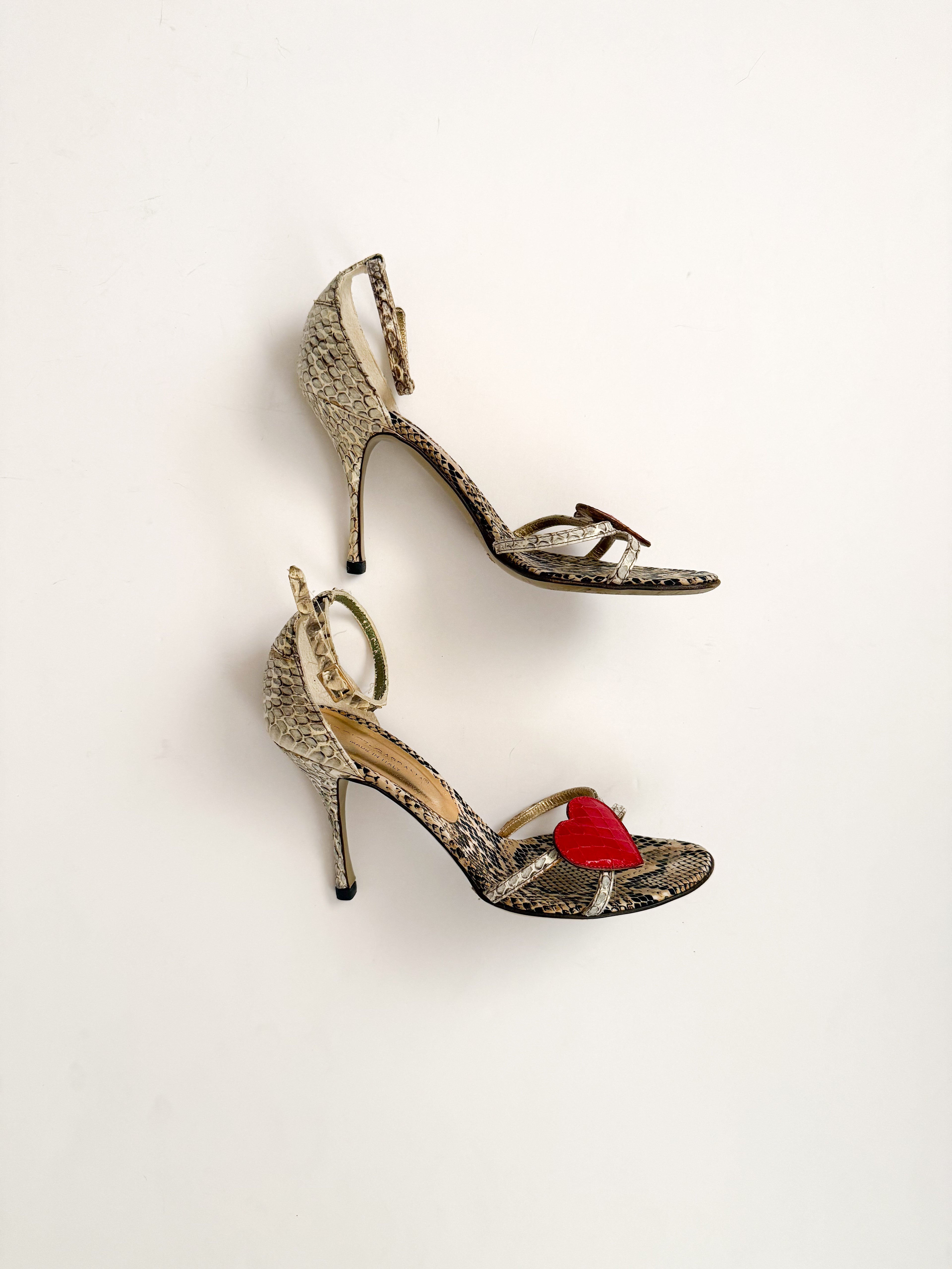 Dolce & Gabbana S/S 2005 Runway Snakeskin Heart Heels