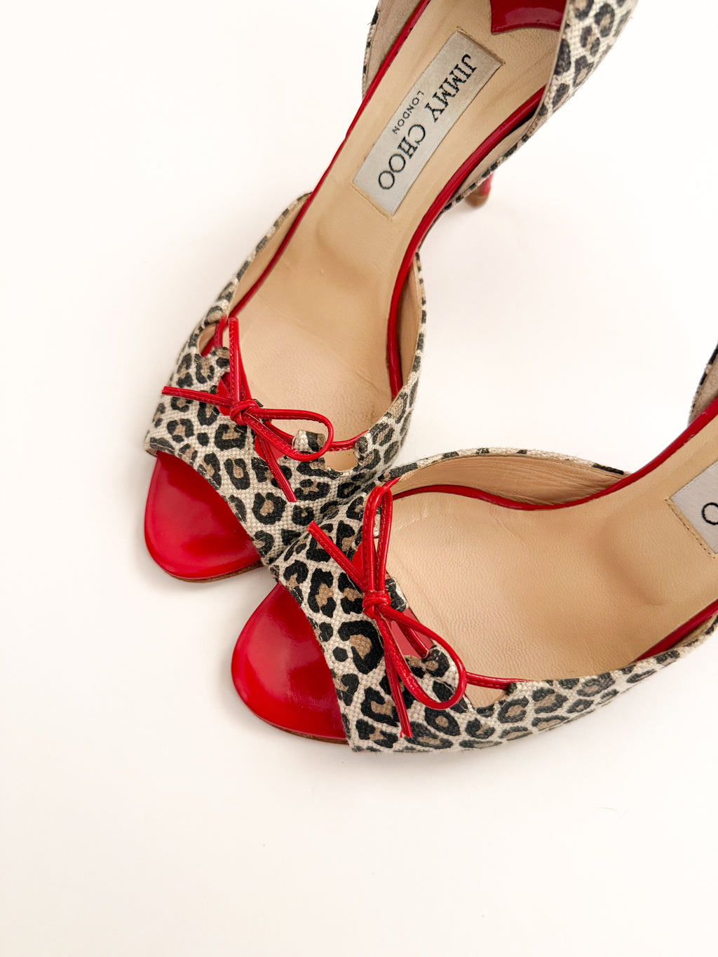 Jimmy Choo Red Bow Leopard D'Orsay Pumps